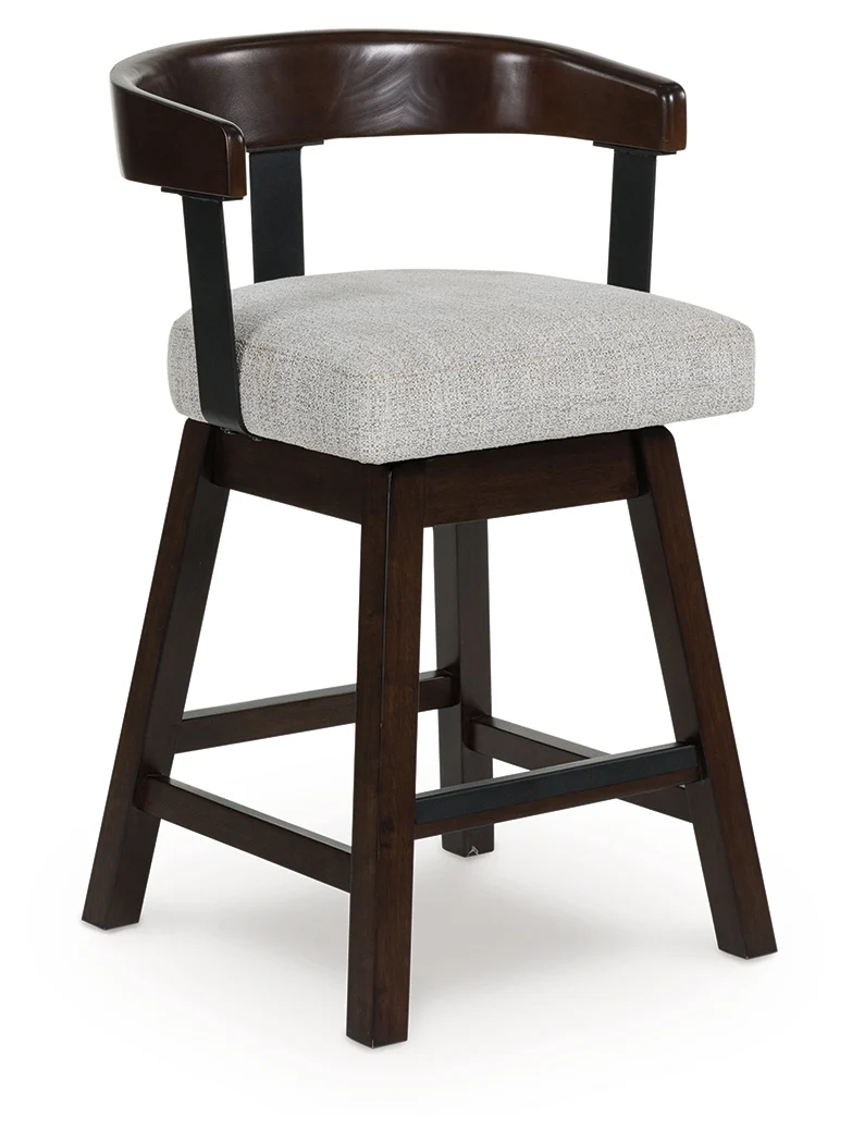 Haddigan Dark Brown Upholstered Swivel Barstool (Set of 2) - Image 2