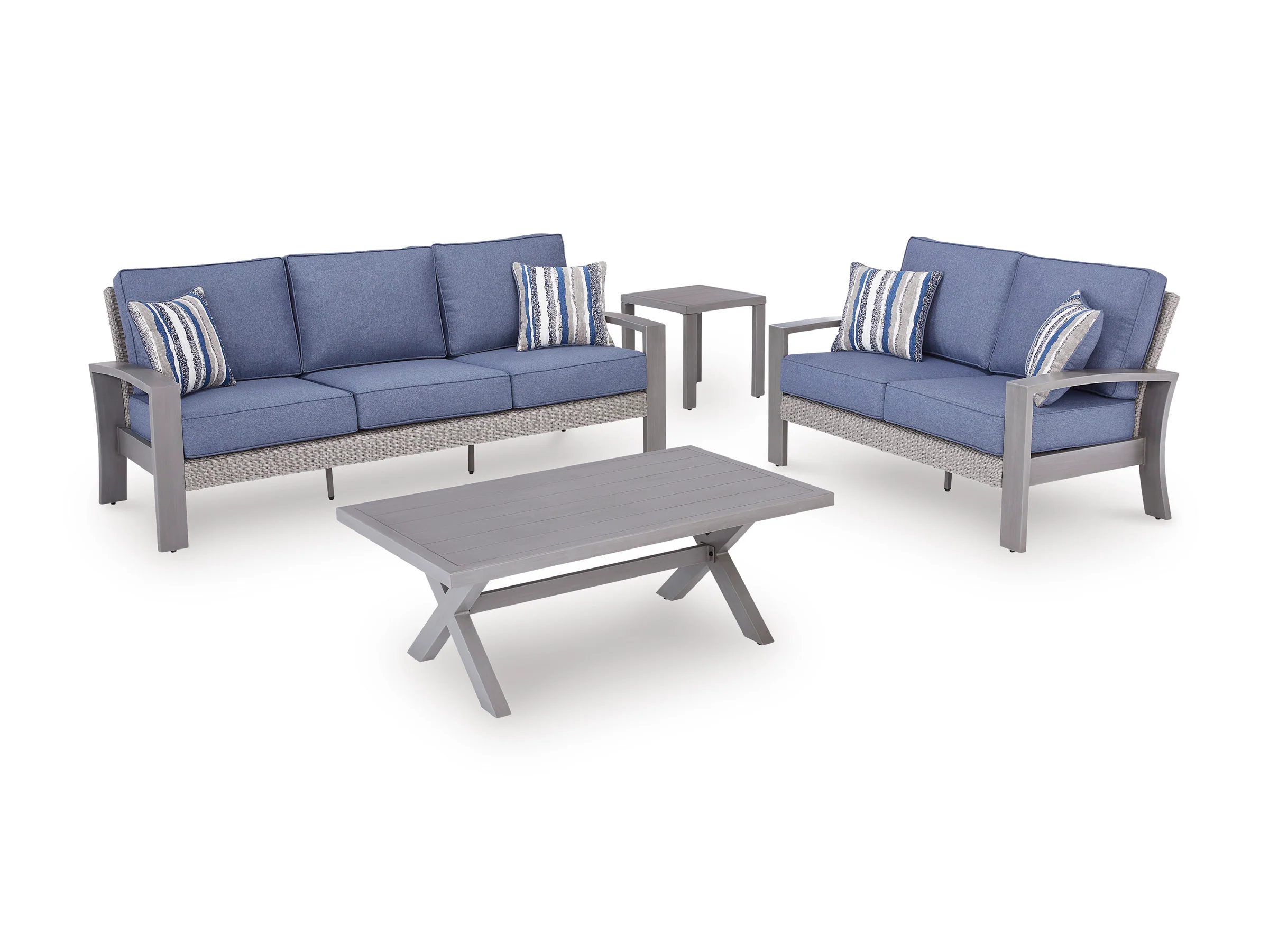 Half Moon Beach Blue/Gray Loveseat w/Cushion - Image 5