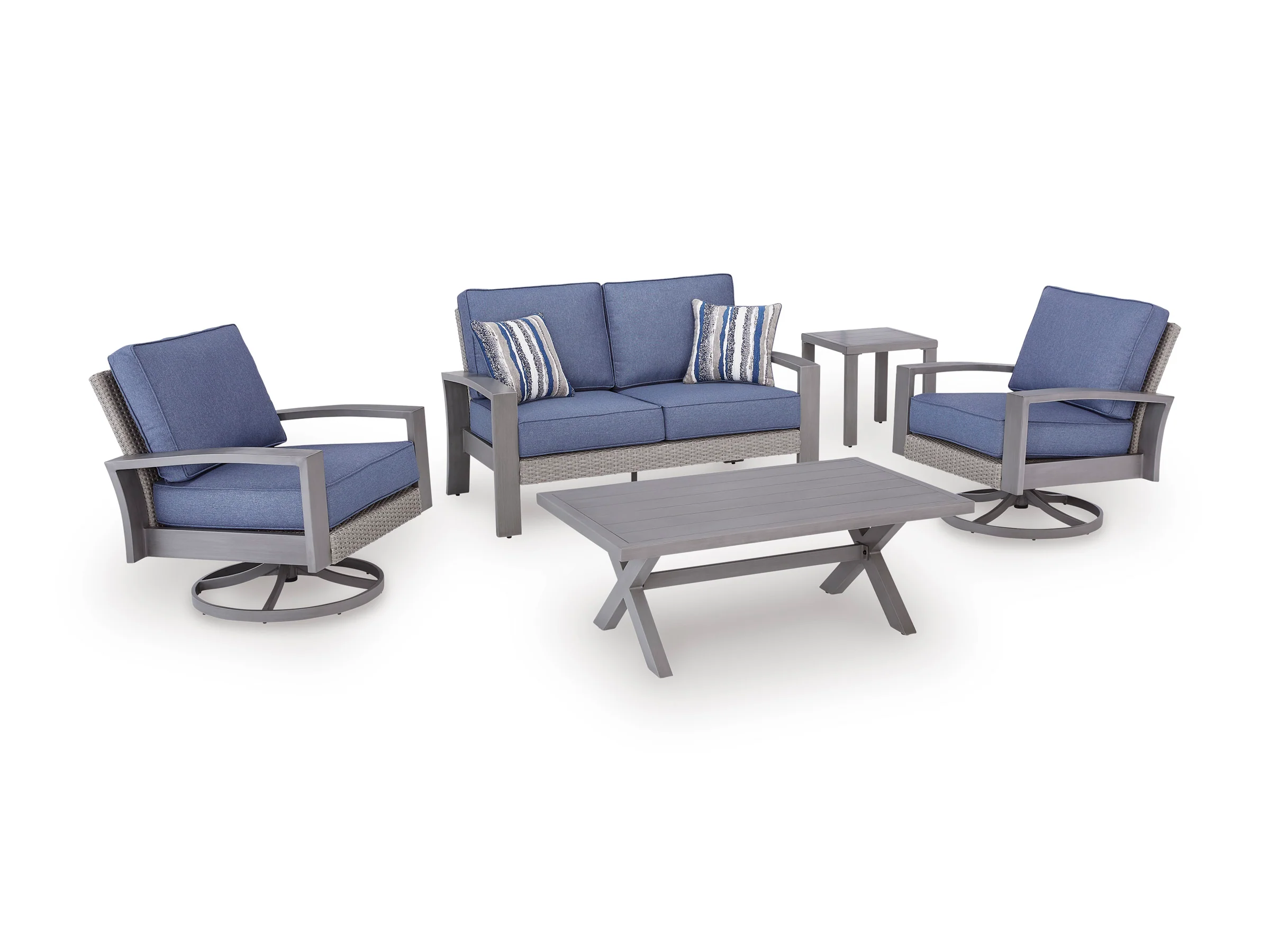 Half Moon Beach Blue/Gray Swivel Lounge w/ Cushion - Image 6