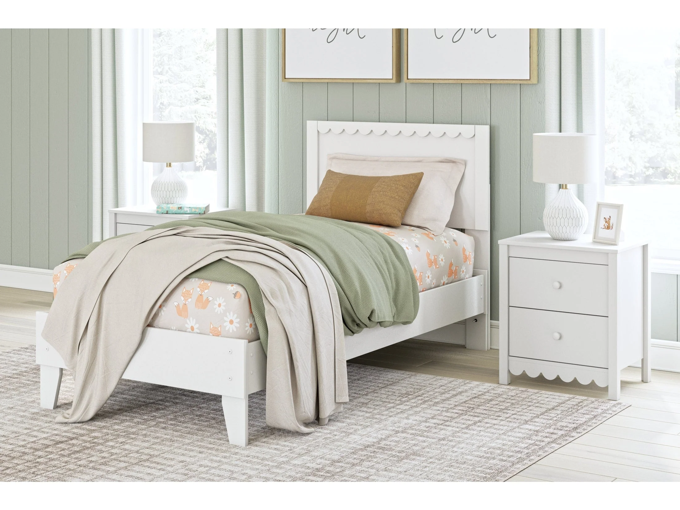 Hallityn White Twin Panel Platform Youth Bed (Online Special Price)