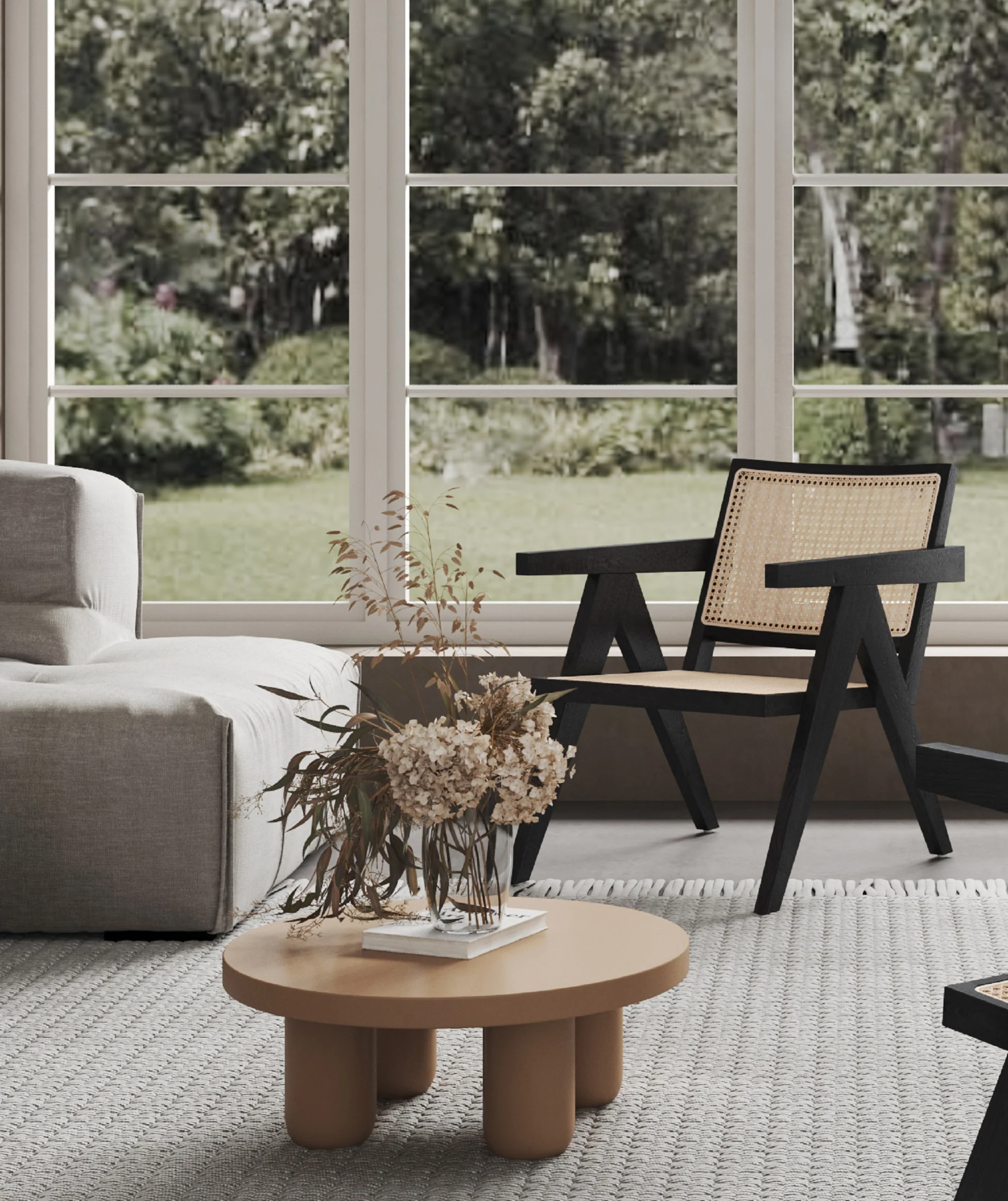 Hamlet Accent Chair in Black and Natural Cane - Image 2