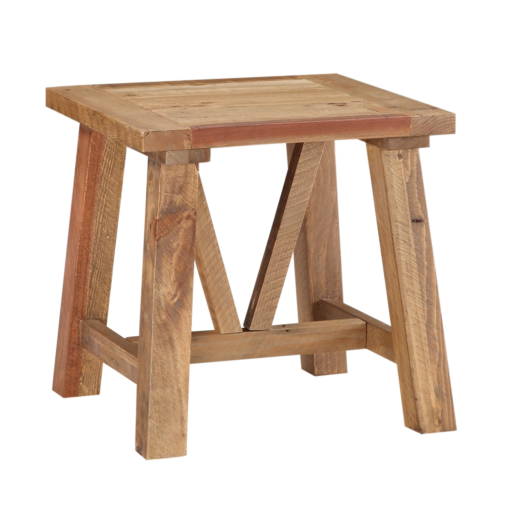 Harby Reclaimed Wood Square Side Table in Rustic Tawny - Image 3