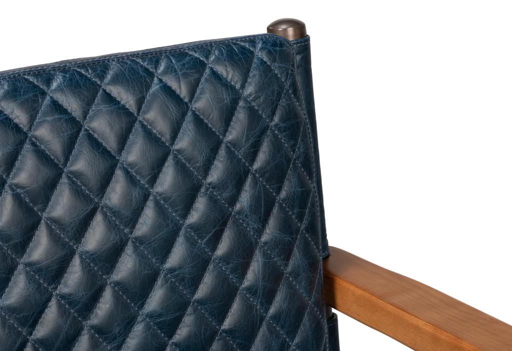 Harley Blue Leather Chair - Image 3