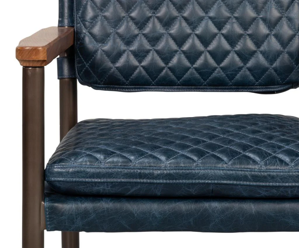 Harley Blue Leather Chair - Image 5