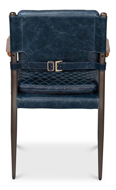 Harley Blue Leather Chair - Image 8