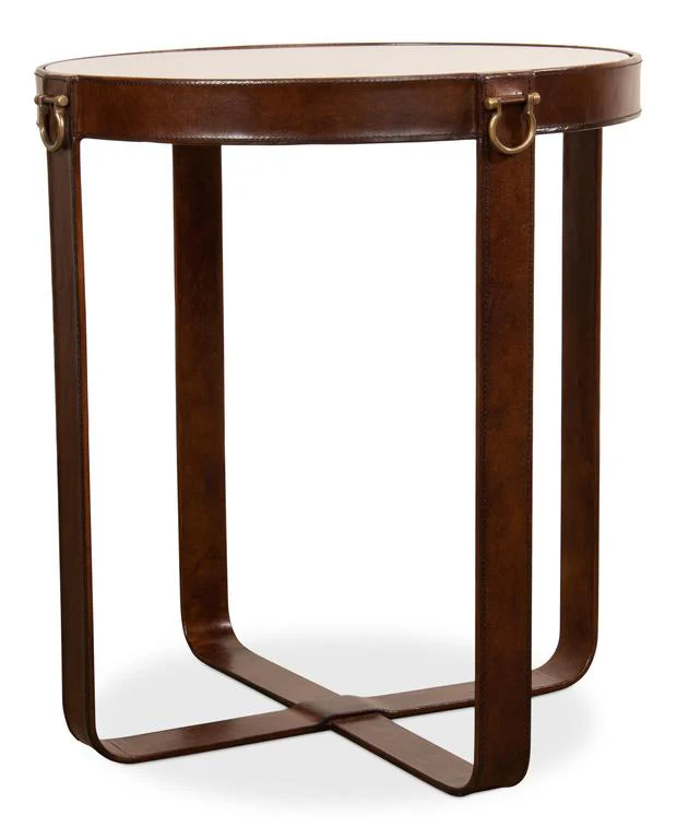 Harness Brown Leather Table - Image 5