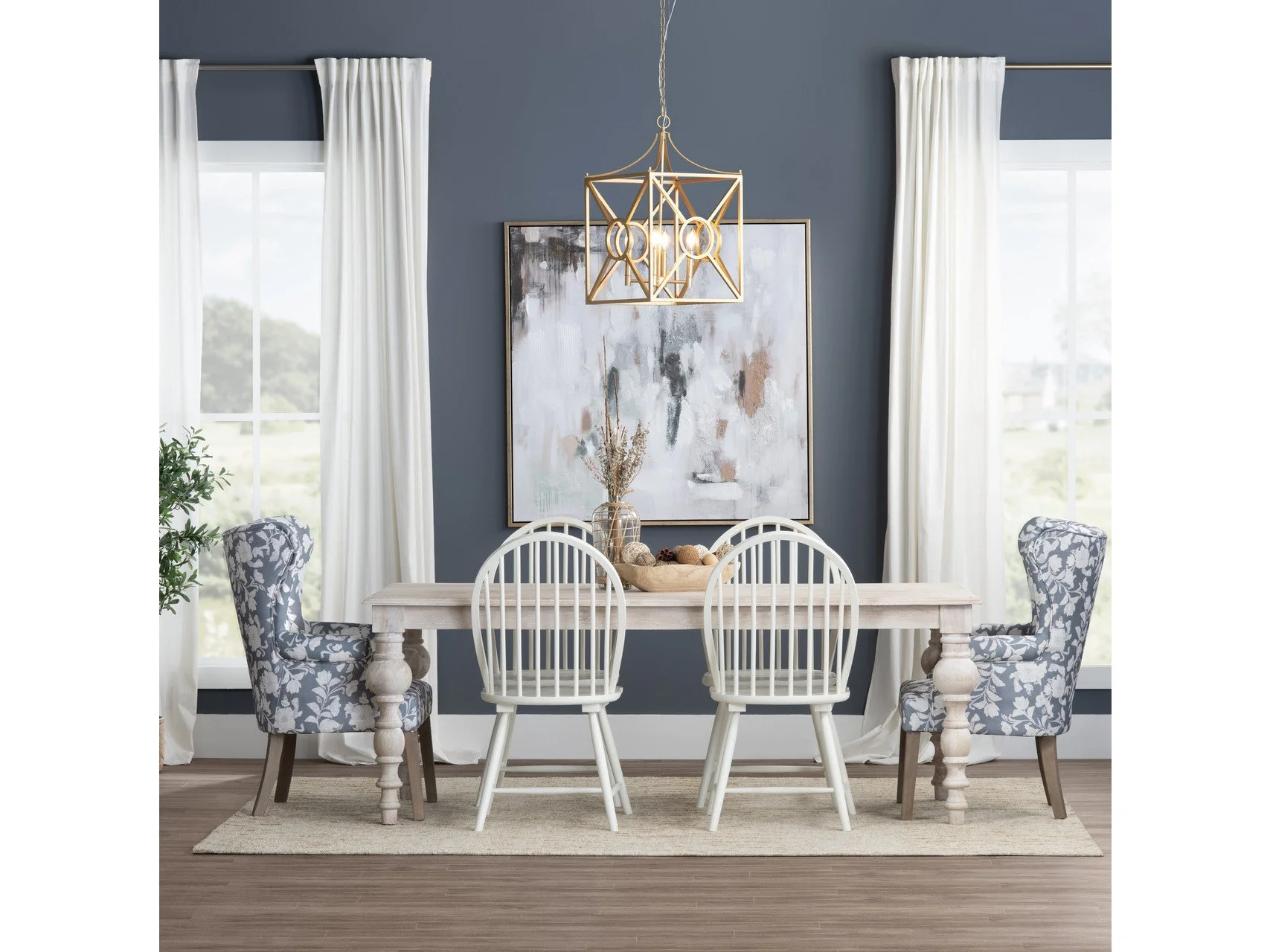Harvest White/Tan Dining Table