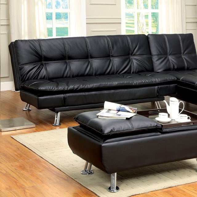Hauser Black/Chrome Futon Sofa - Image 7