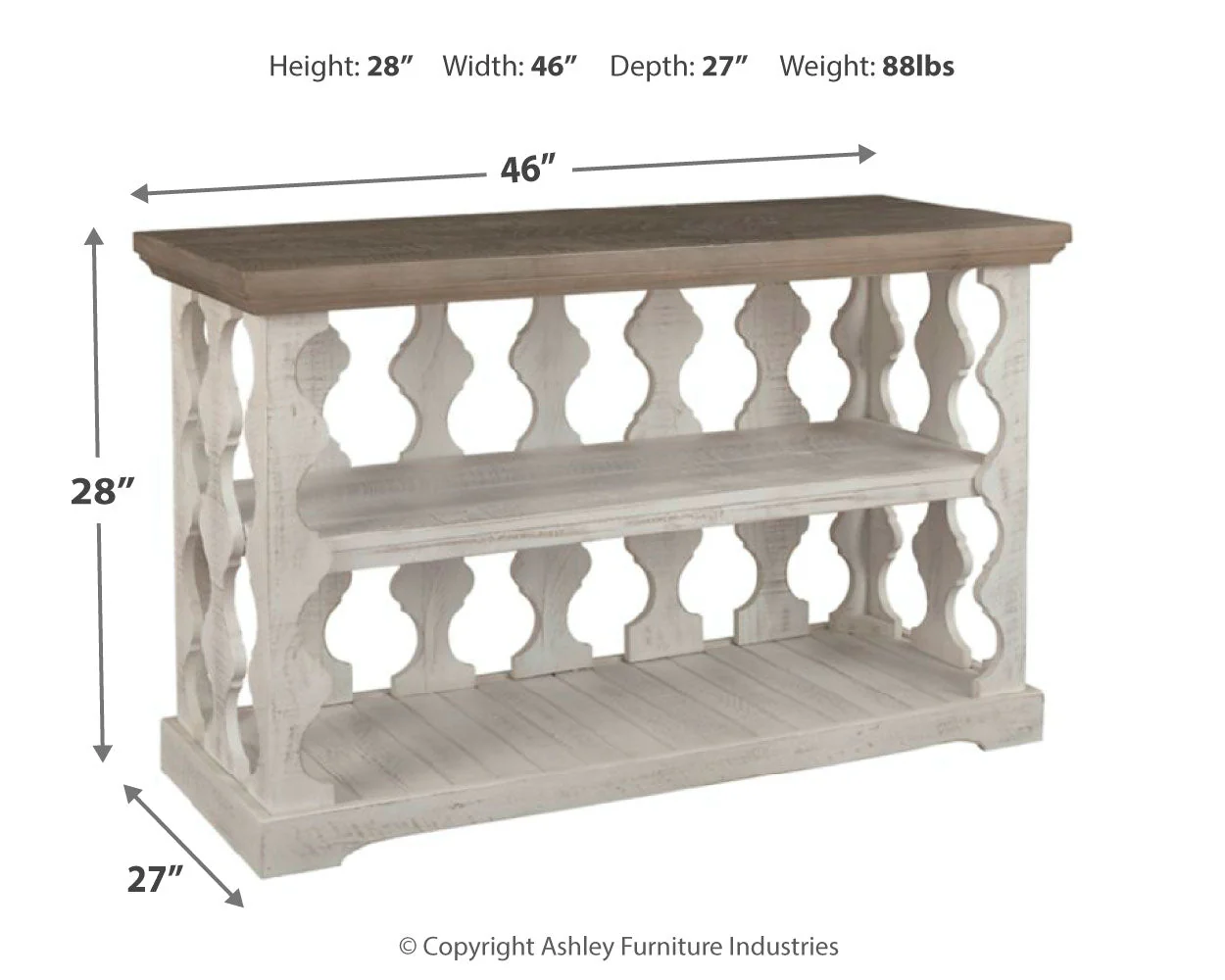 Havalance Gray & White Sofa/Console Table Balustrade-style (Online Special Price) - Image 4