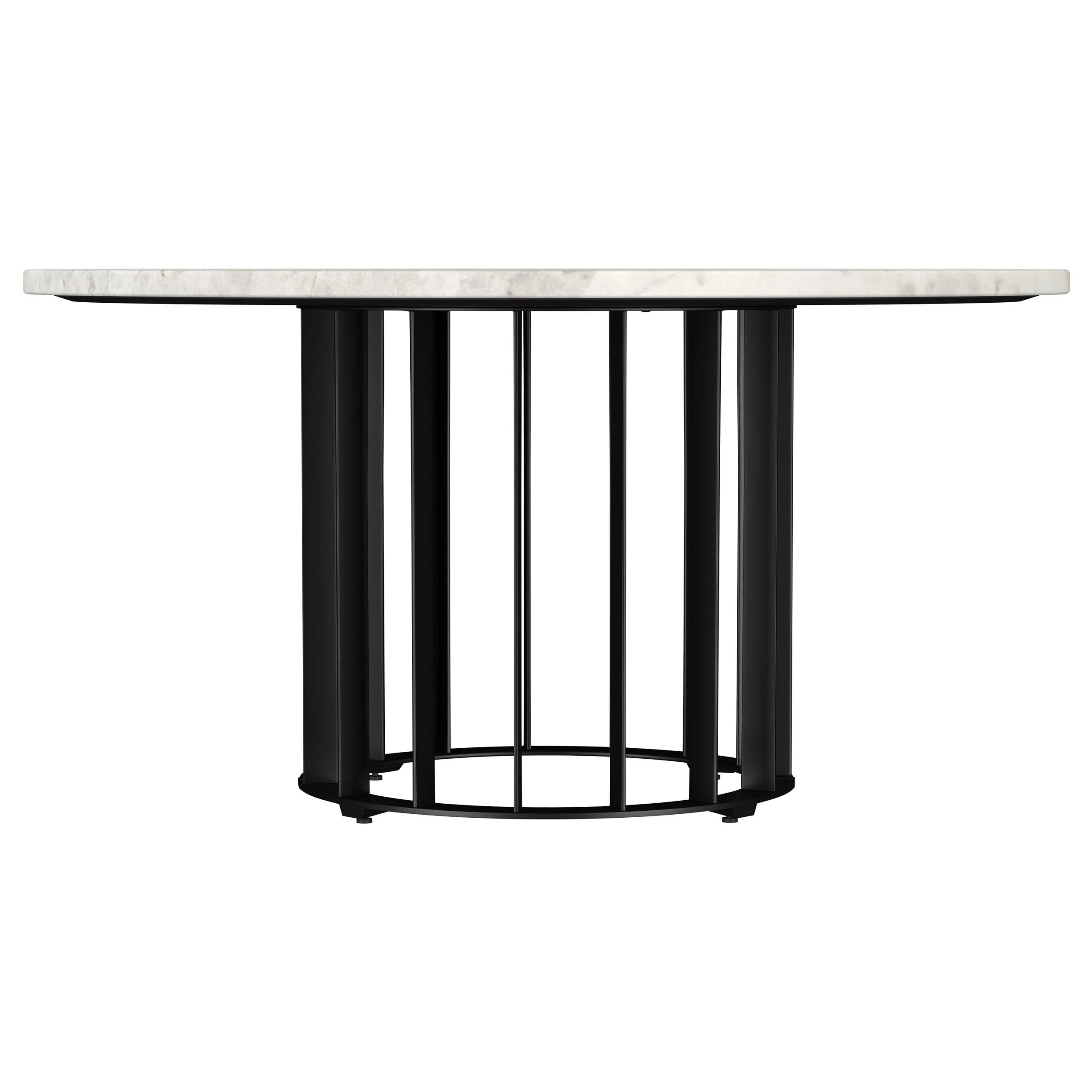 Haven Black Round Genuine White Marble Top Coffee Table - Image 3