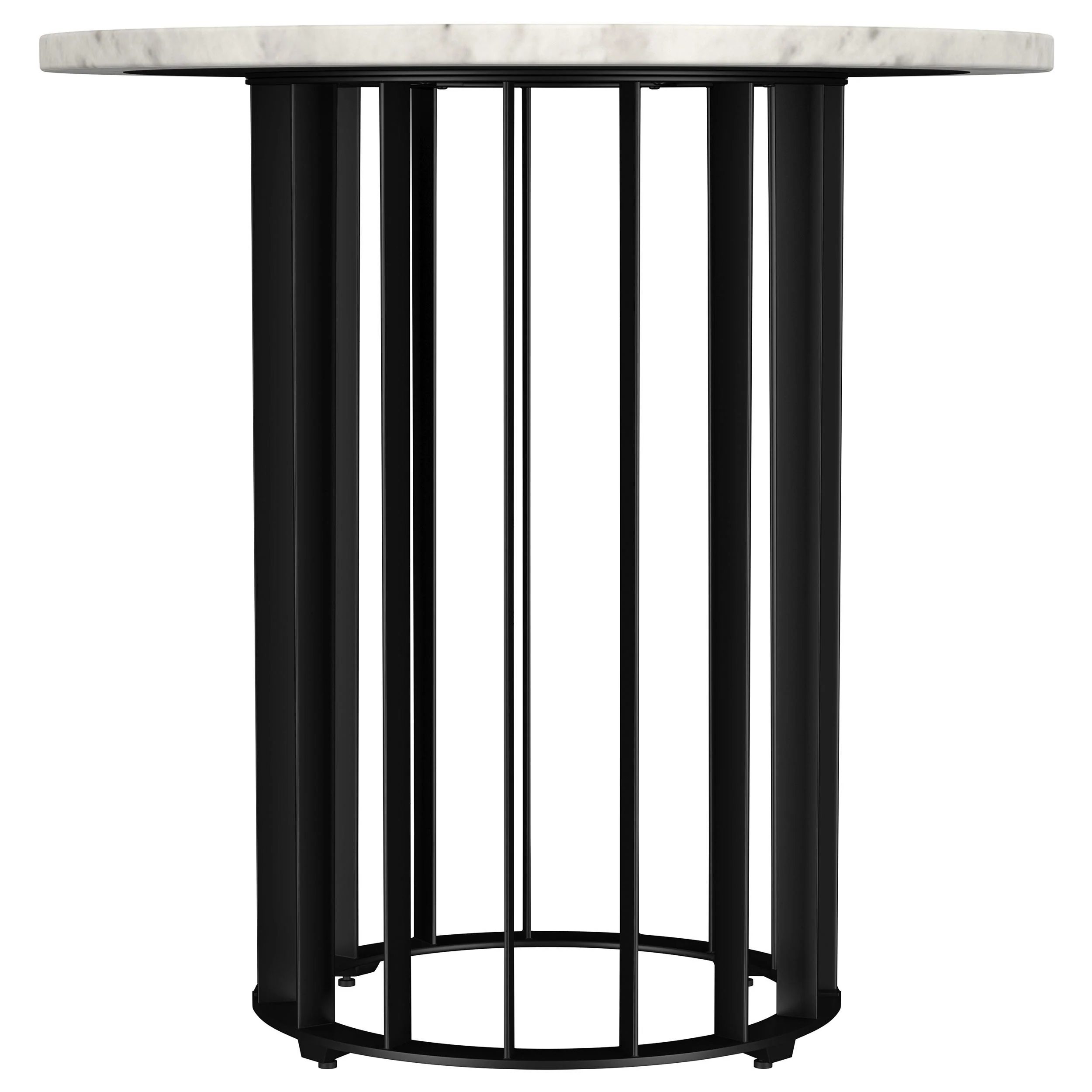Haven Black Round Genuine White Marble Top End Side Table - Image 3
