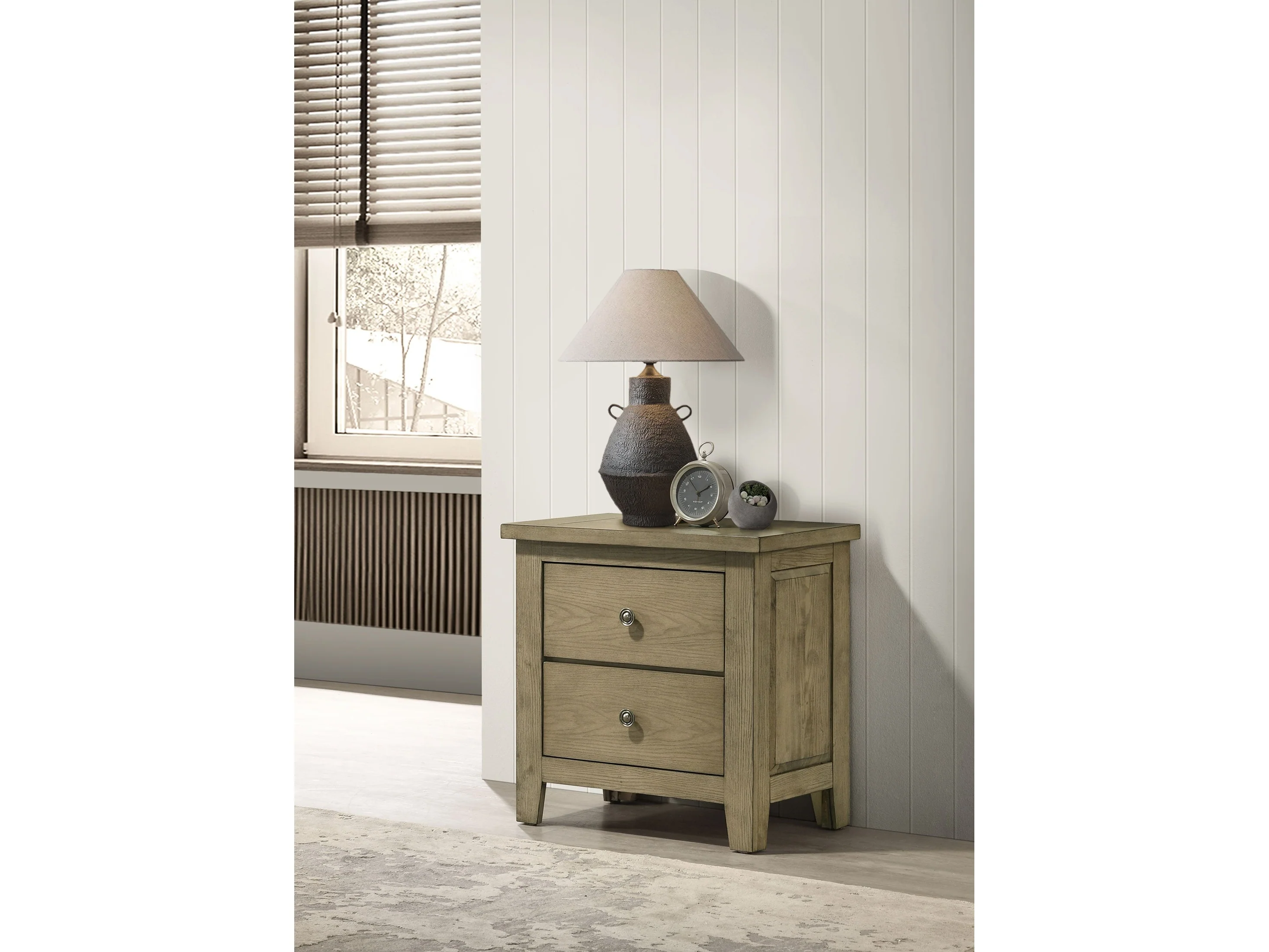 Hazlewood Vineyard Oak 2-drawer Nightstand Bedside Table