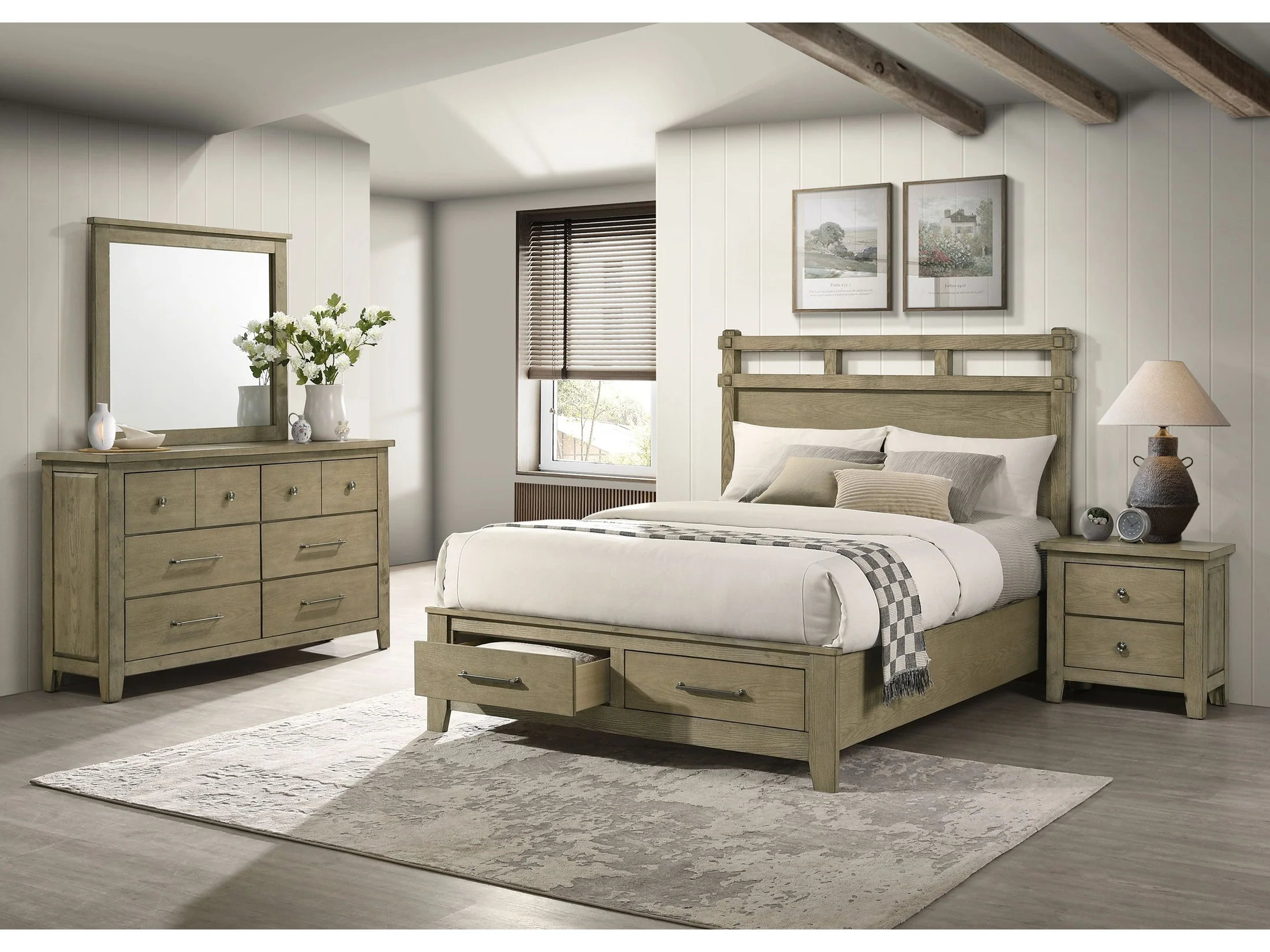 Hazlewood Vineyard Oak 4-piece Eastern King Bedroom Set