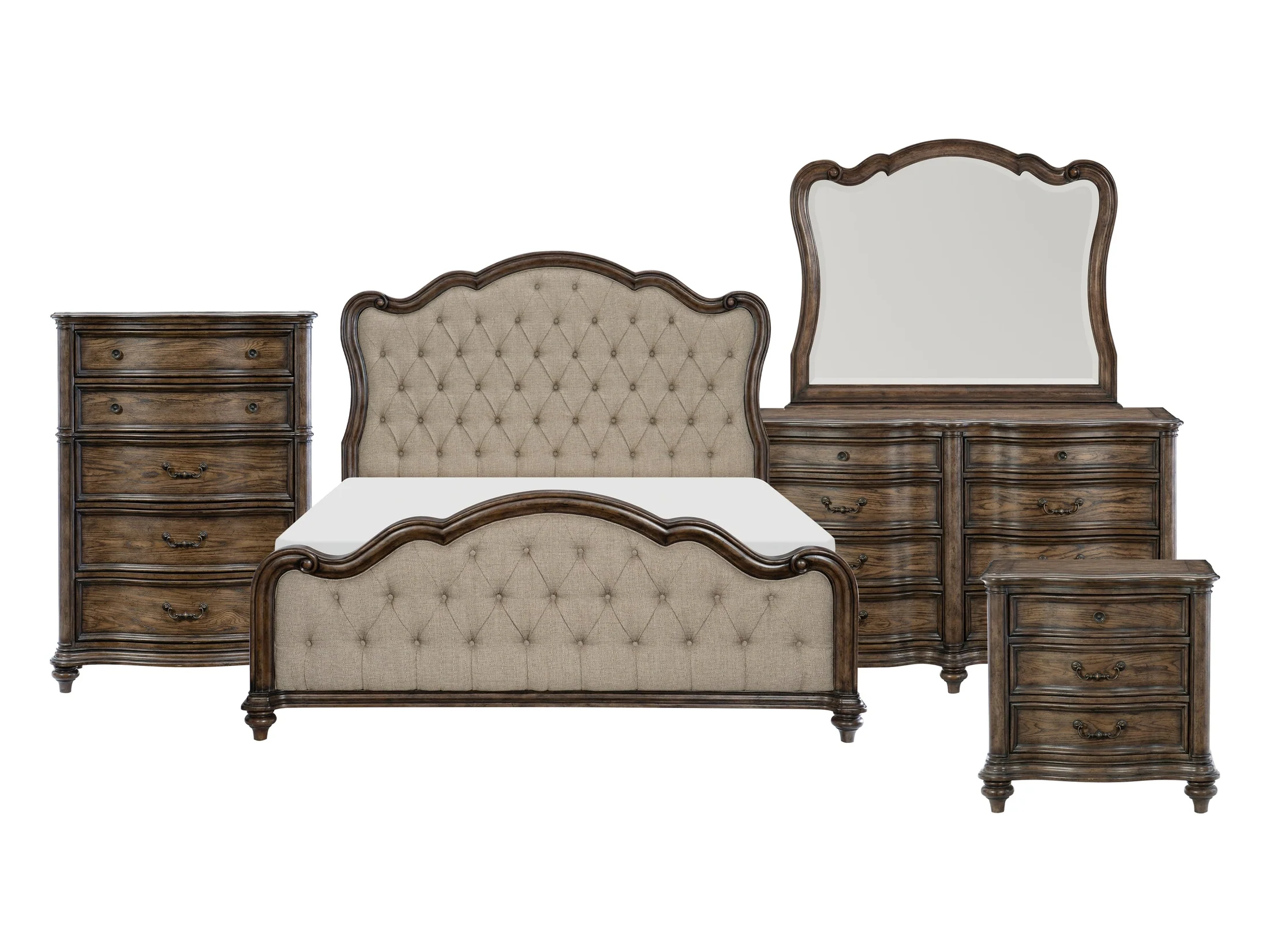 Heath Court Brown Oak/Brown 5-Piece Queen Bedroom Set - Image 2