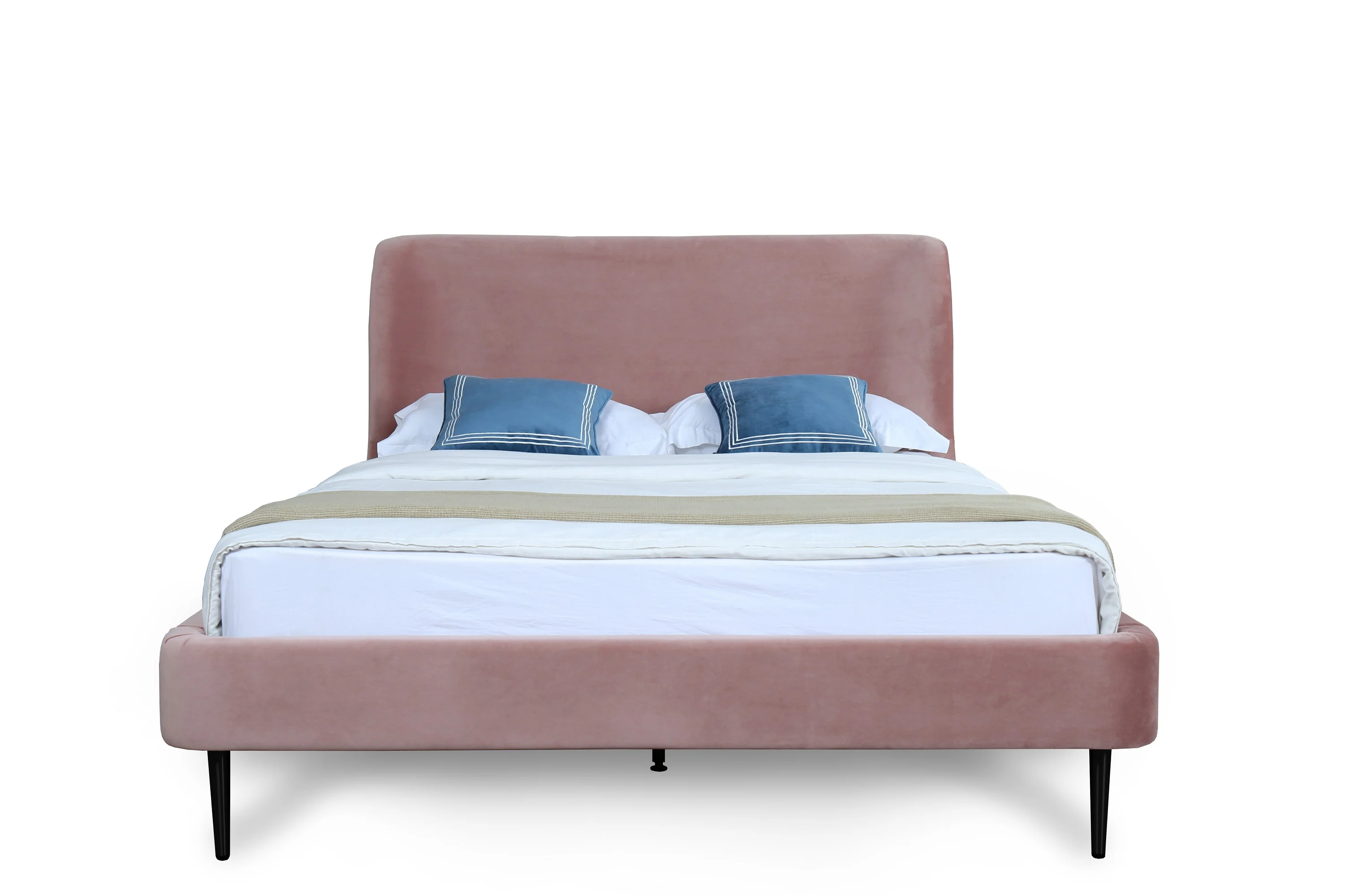 Heather Full-Size Bed in Blush and Black Legs - Image 4