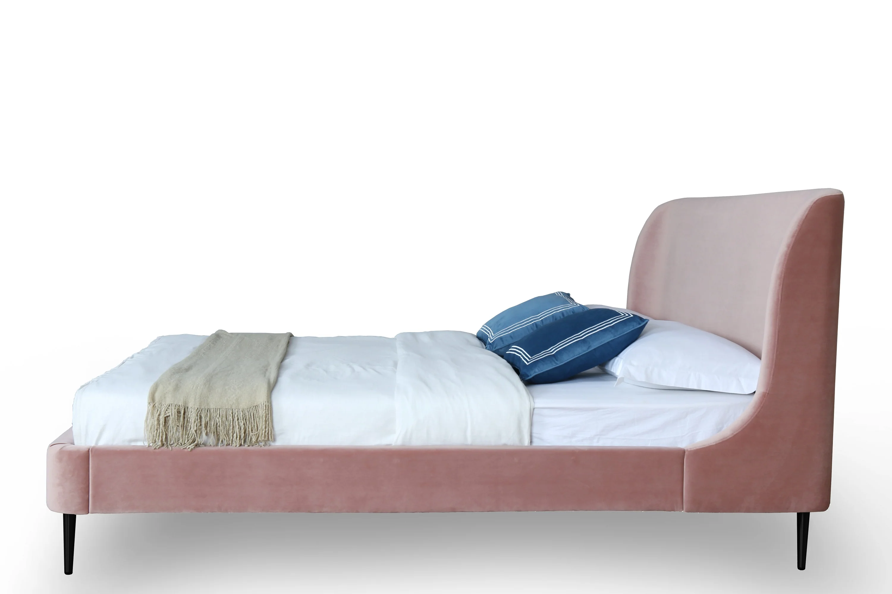 Heather Full-Size Bed in Blush and Black Legs - Image 5