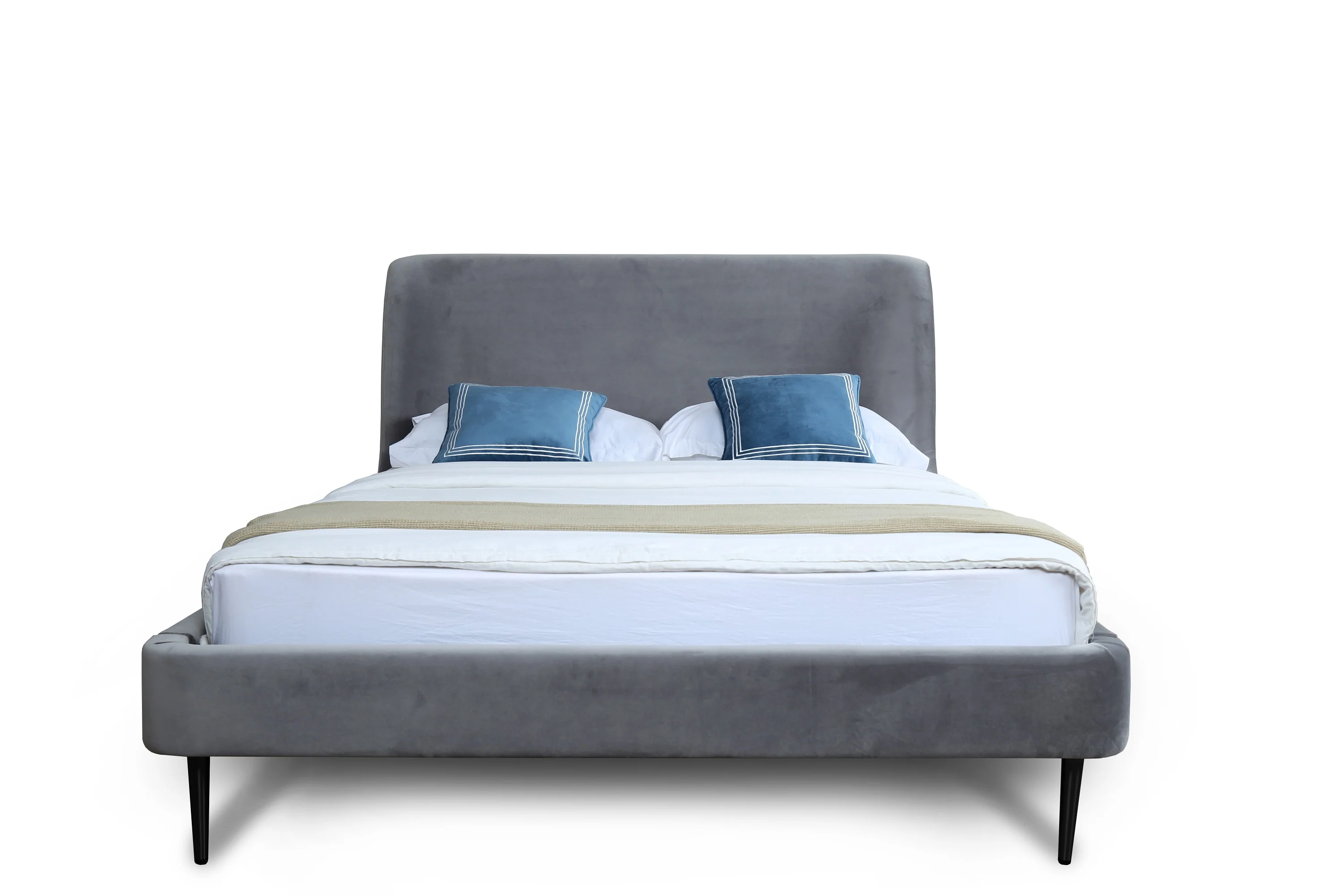 Heather Full-Size Bed in Grey and Black Legs - Image 4