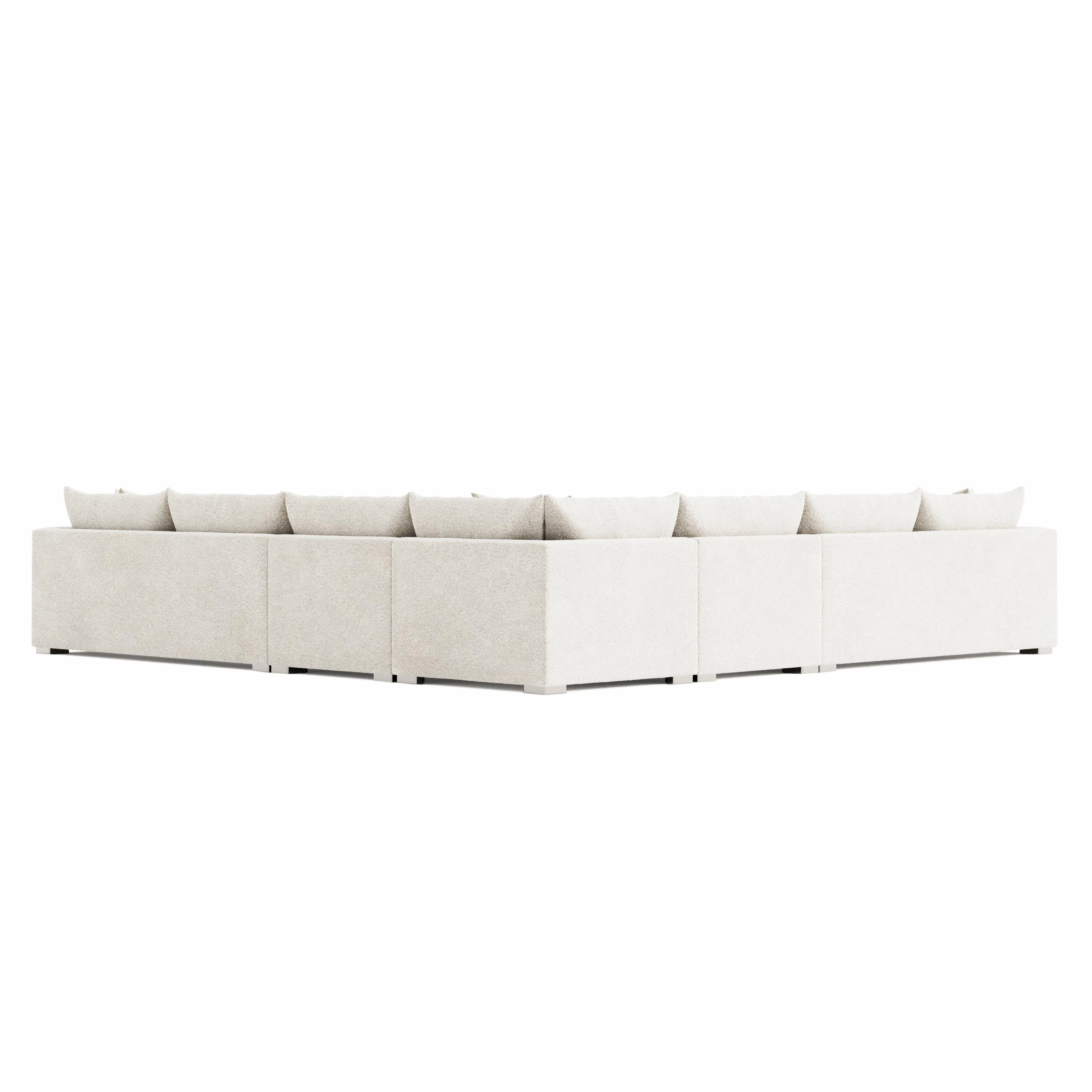 Helena White/Cream 5-Piece Fabric Sectional Metal Foot - Image 4