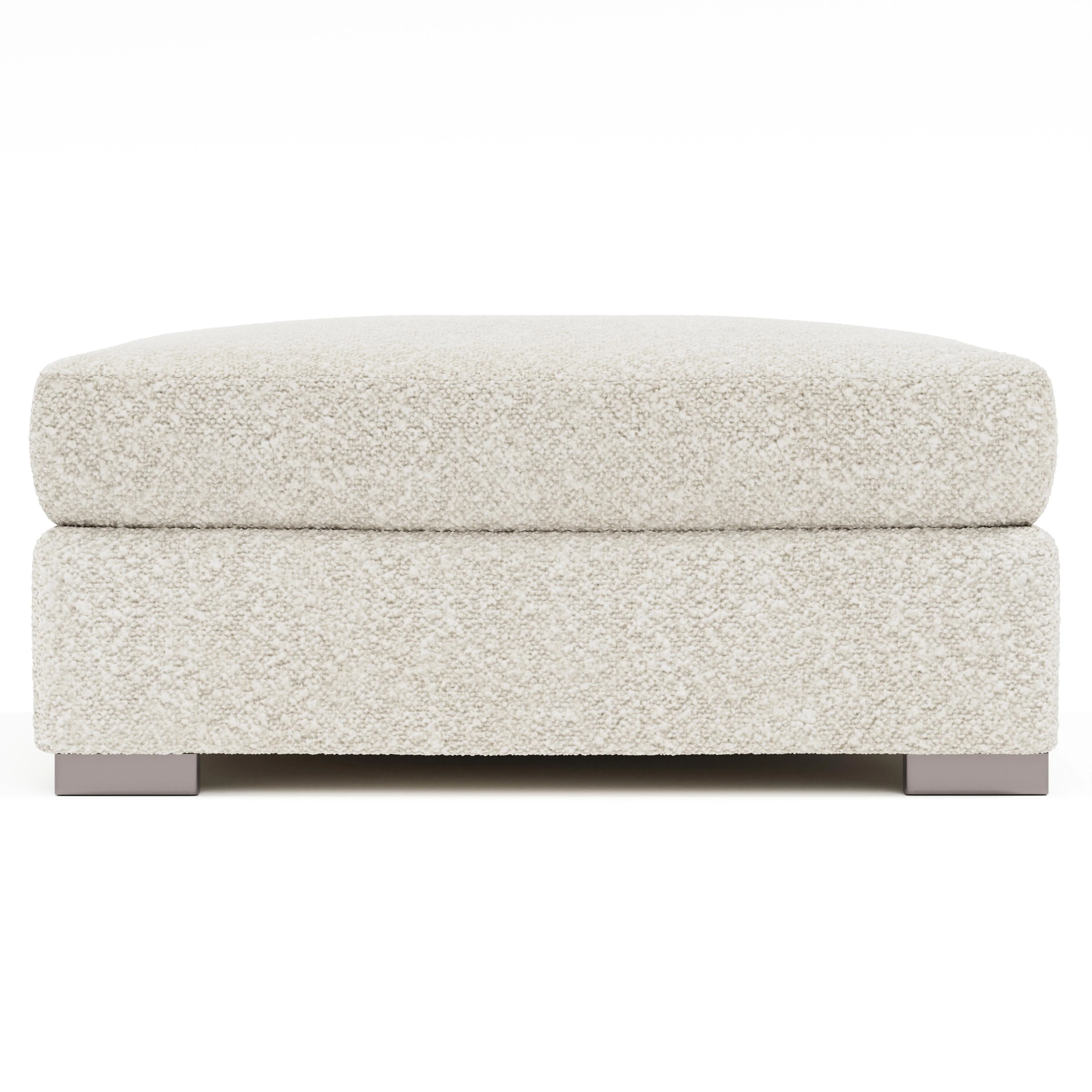Helena White/Cream Fabric Bumper Ottoman Metal Foot - Image 2