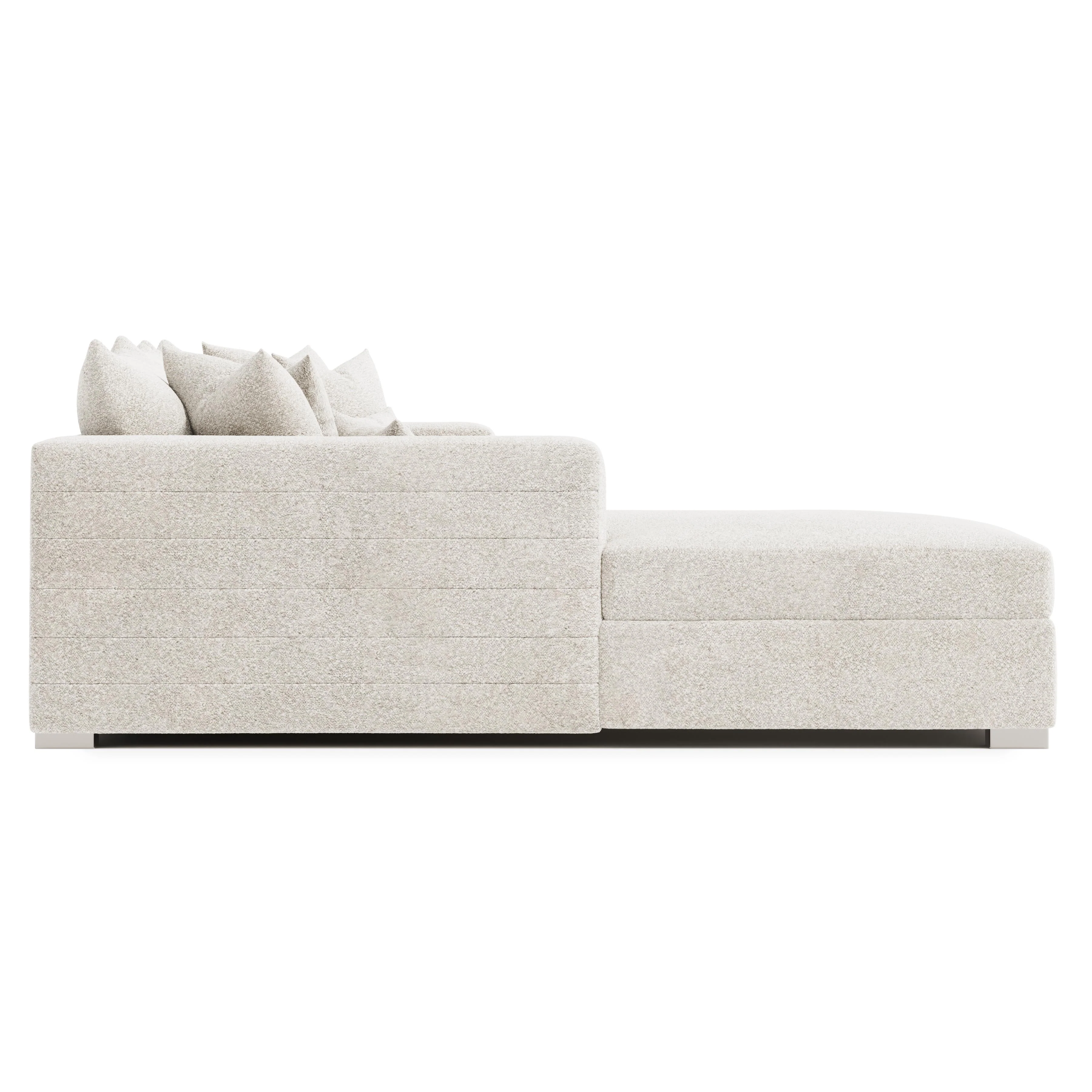 Helena White/Cream Fabric Left-Arm Chaise Sectional Metal Foot - Image 3