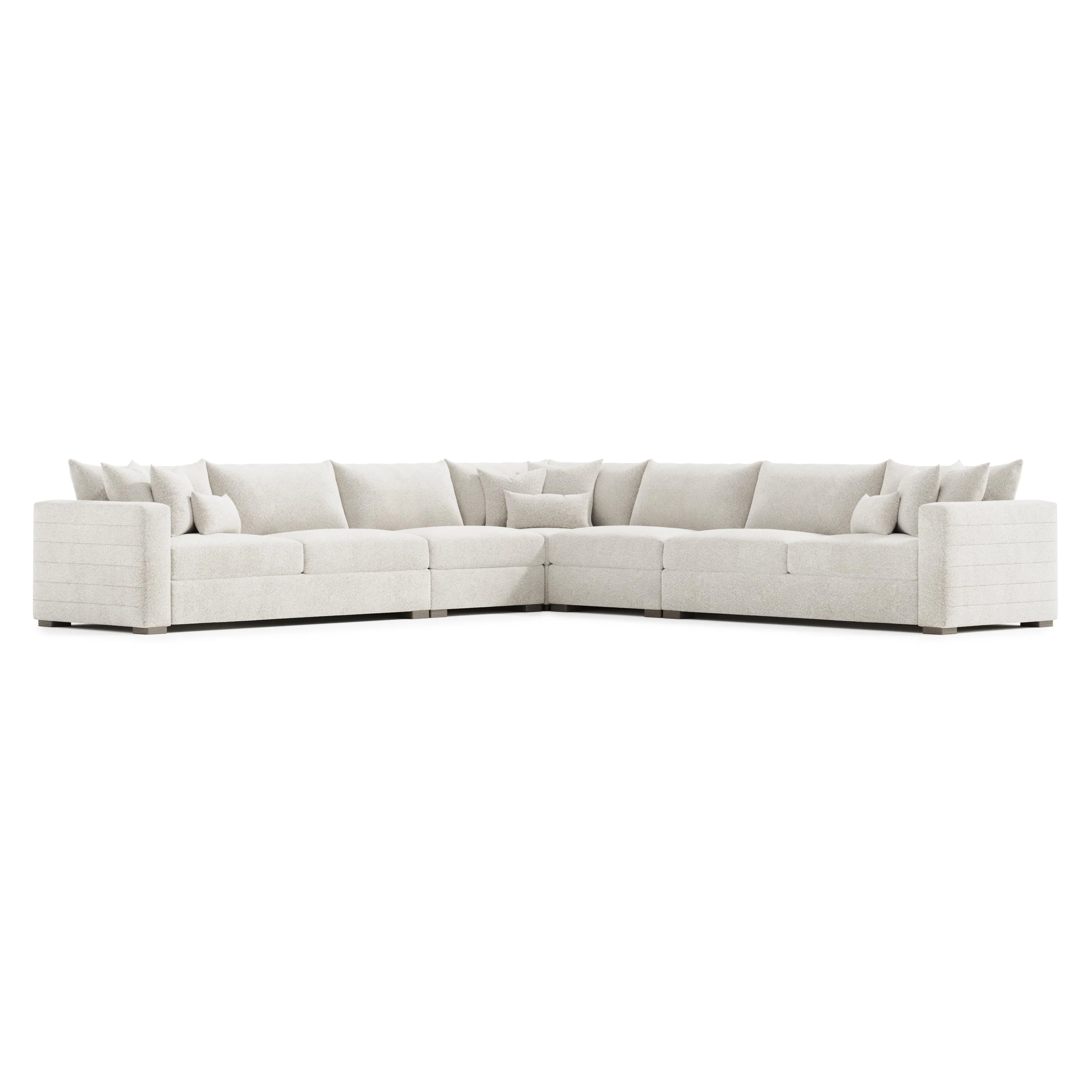 Helena White/Cream Fabric Sectional Wood Foot (RAF Corner) - Image 2