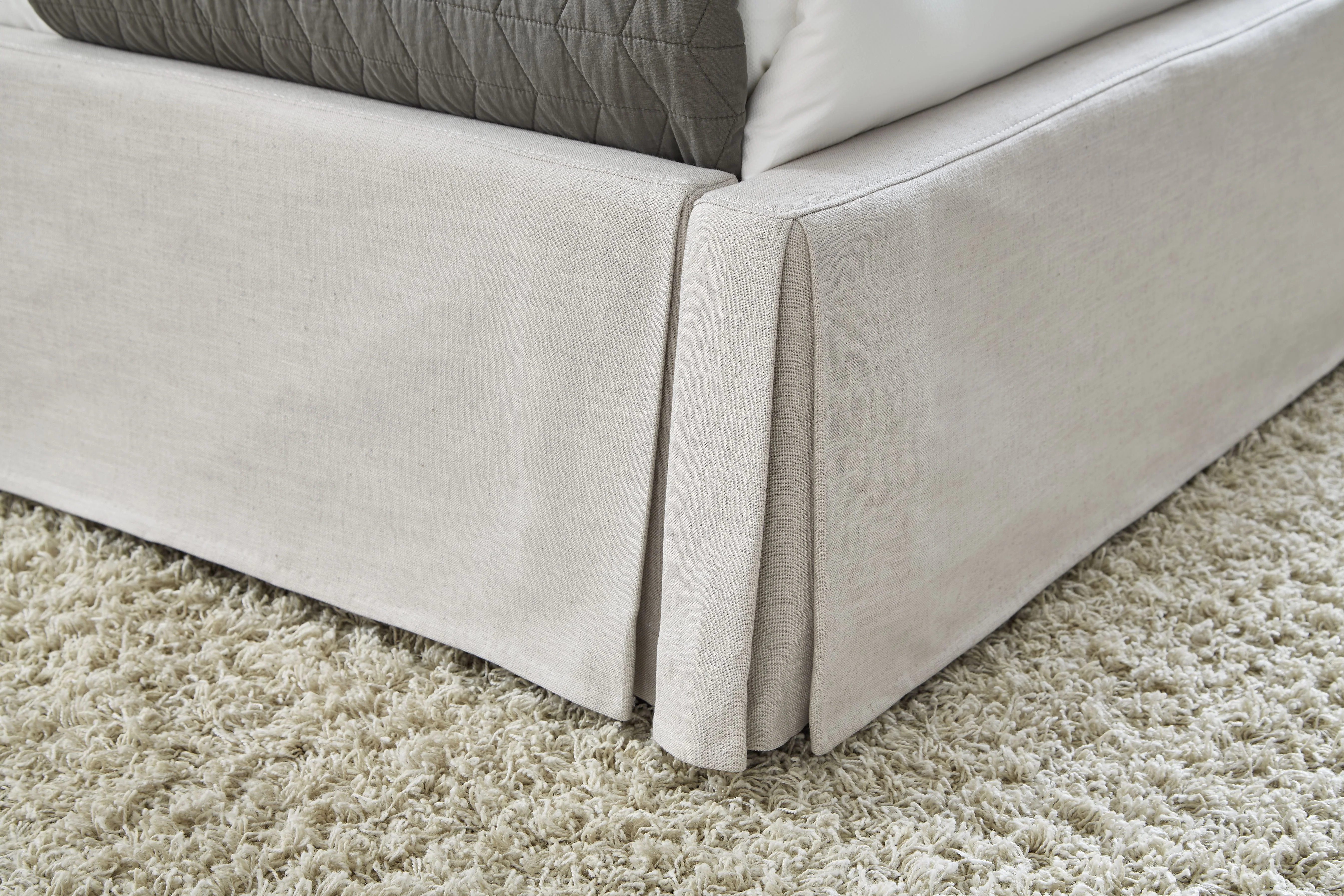 Hera Eastern King Skirted Footboard Storage Panel Bed in Oatmeal - Image 3