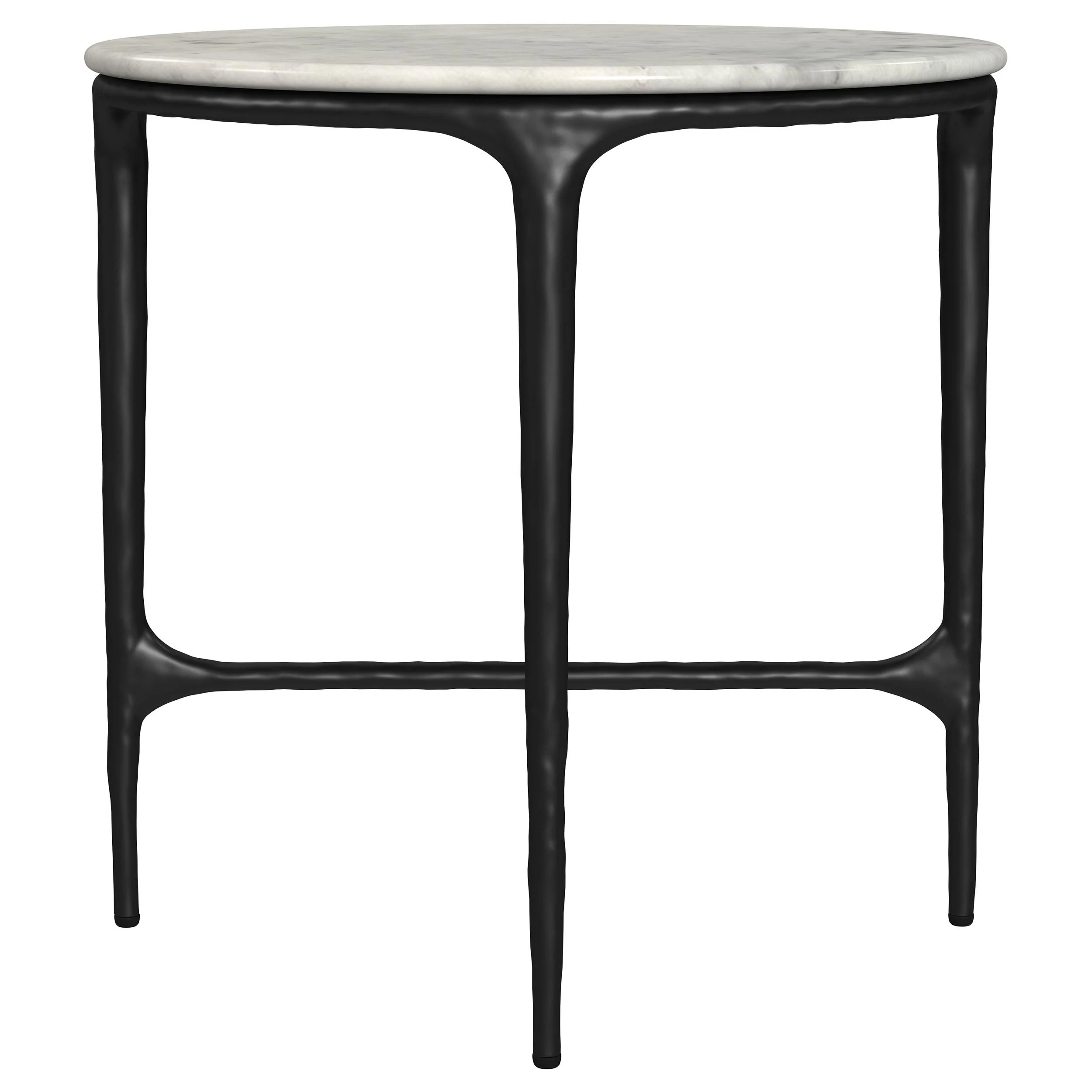 Hermas White Round Genuine Marble Top Metal End Side Table - Image 5