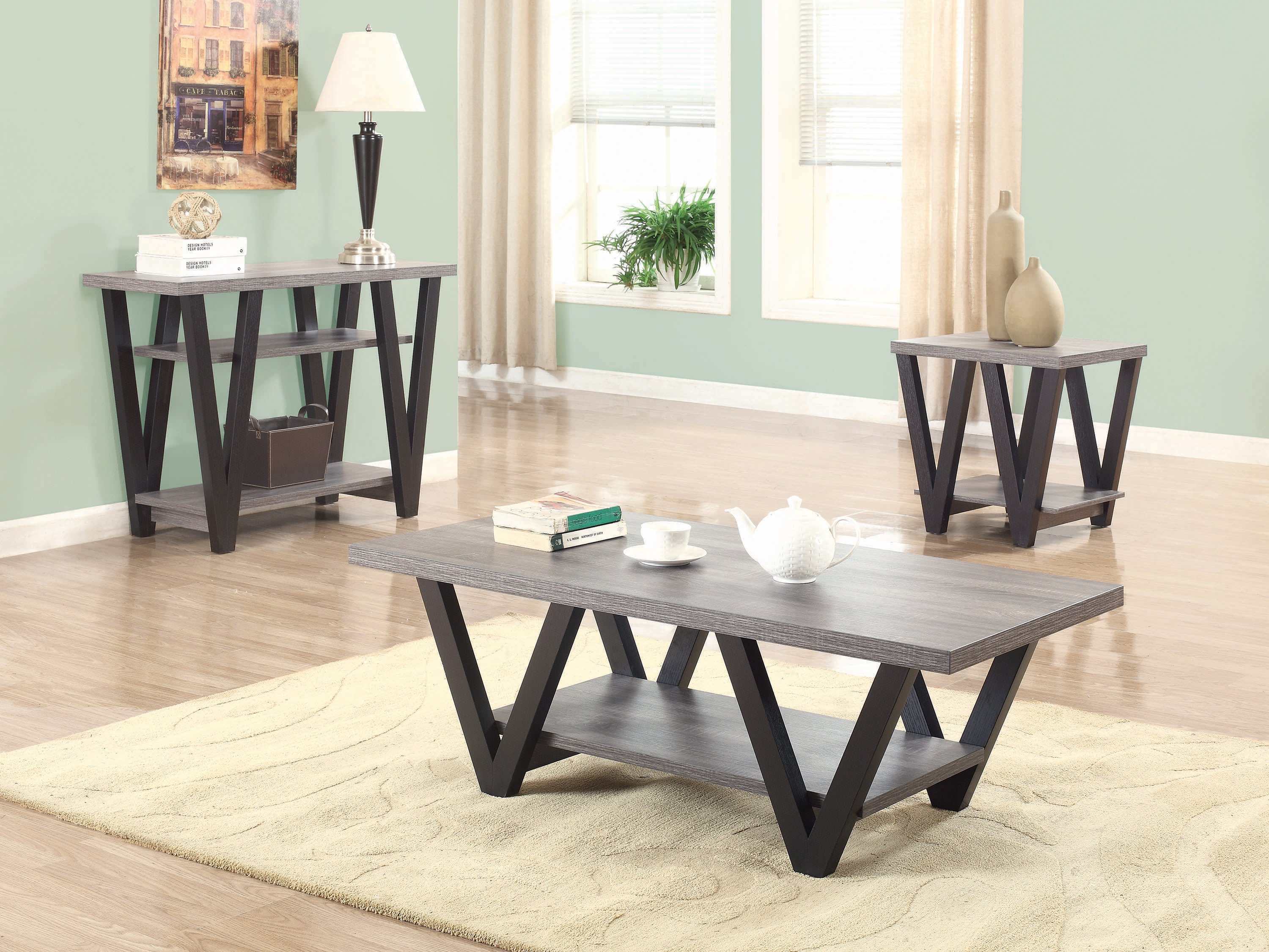 Higgins Black & Antique Grey Sofa Table - Image 3