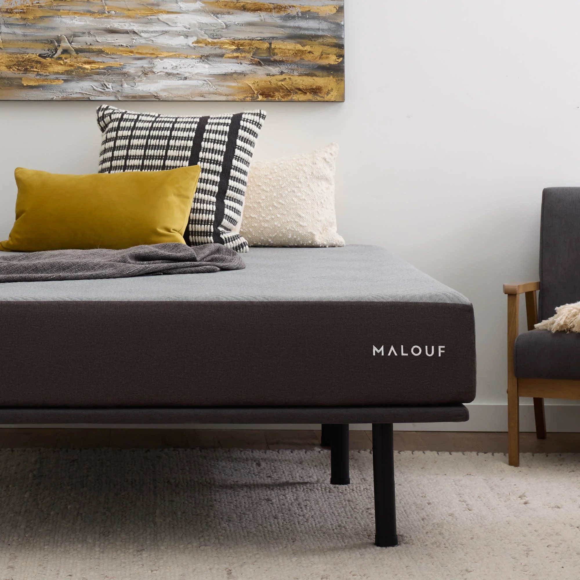 Highrise Charcoal Twin Thin Deck Upholstered Platform Bed Frame - Image 7