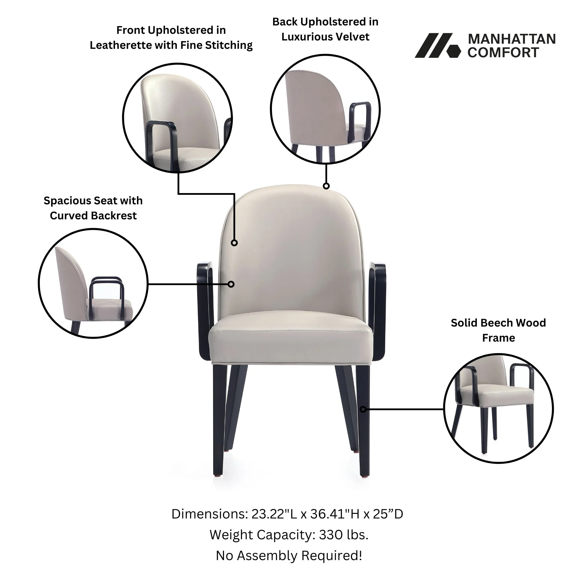 Hillman Dining Side and Arm Chairs in Light Grey (set of 6) - Image 4