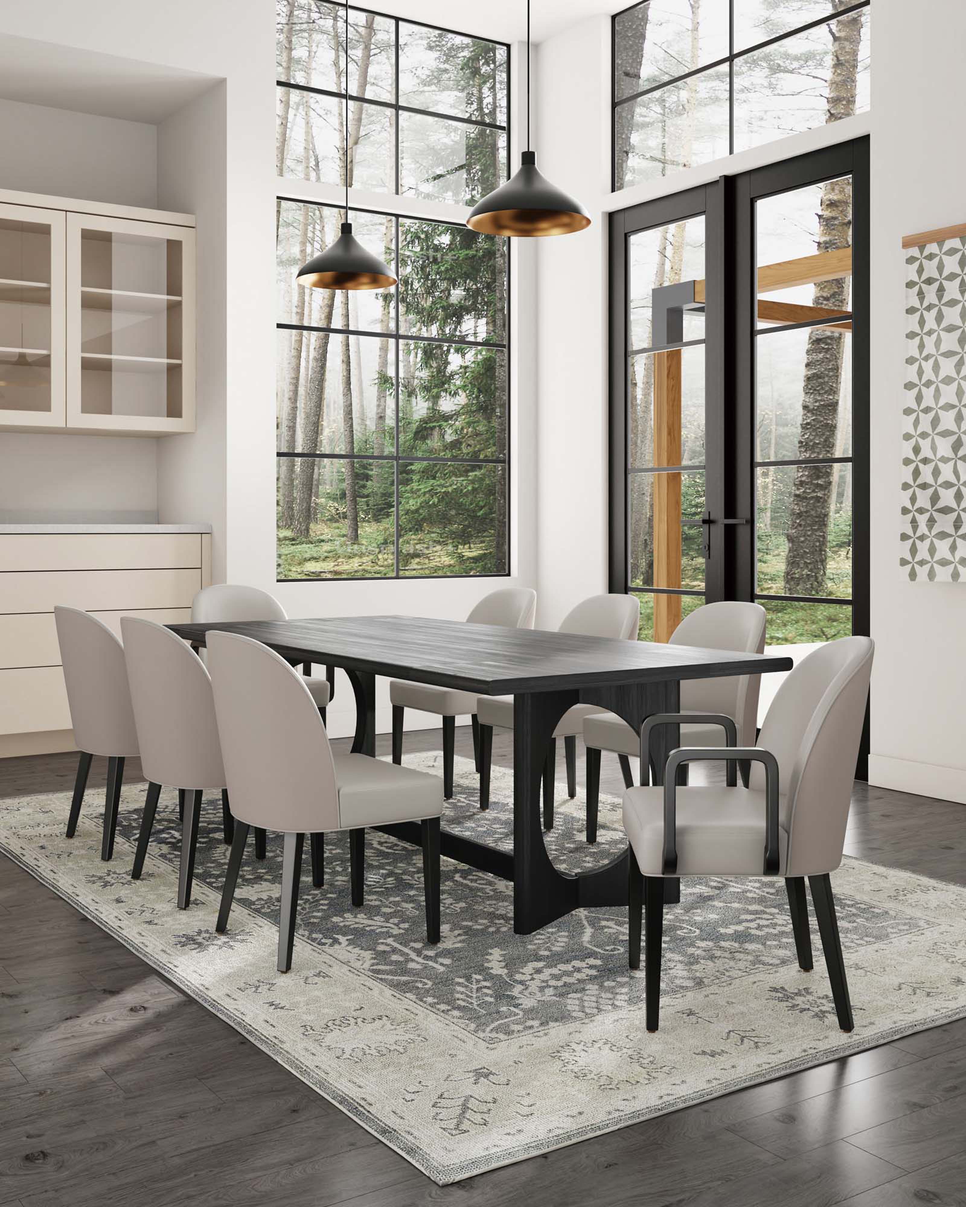 Hillman Dining Side and Arm Chairs in Light Grey - Set of 8 - Image 2