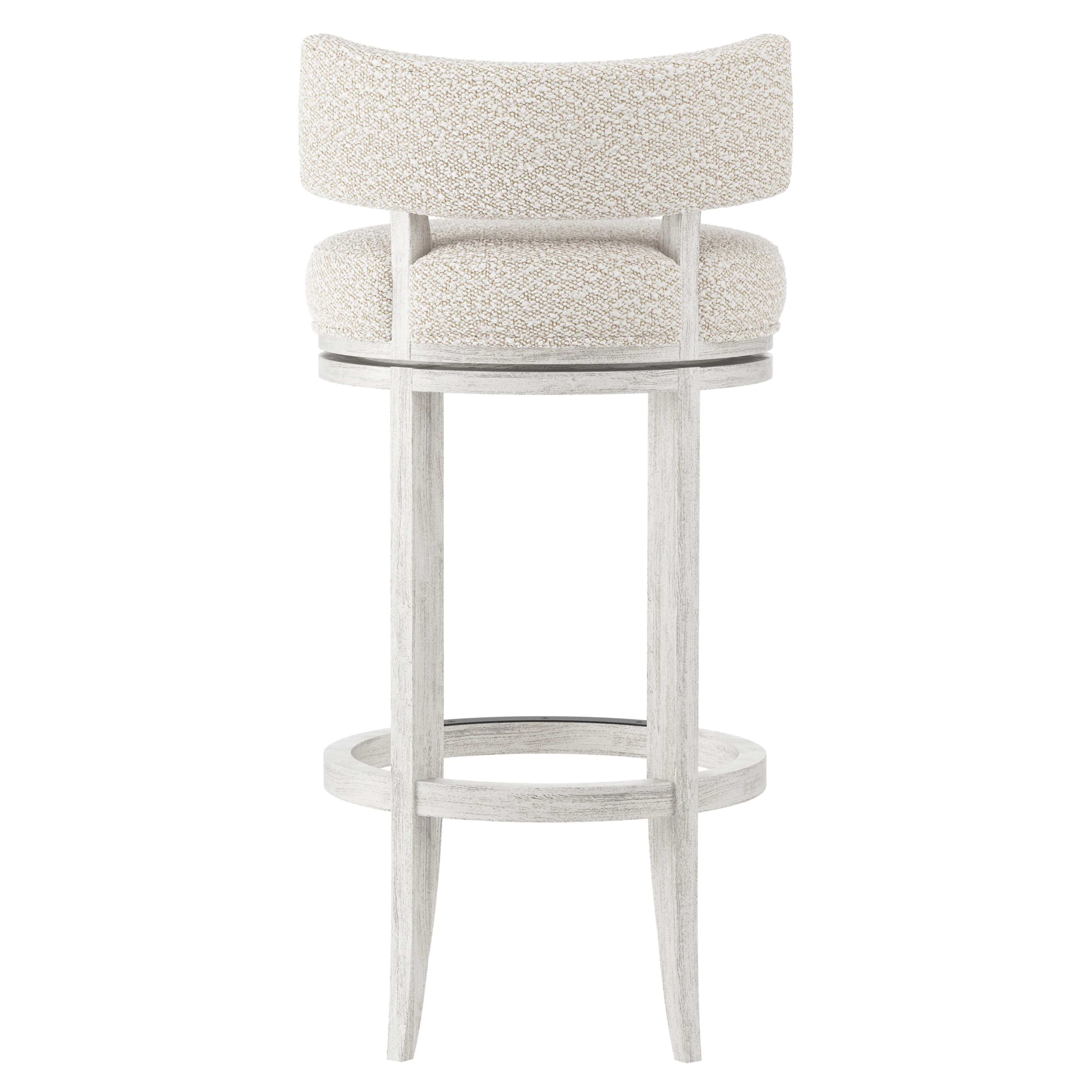 Hirsch Glacier White/White/Cream Fabric Bar Stool - Image 4