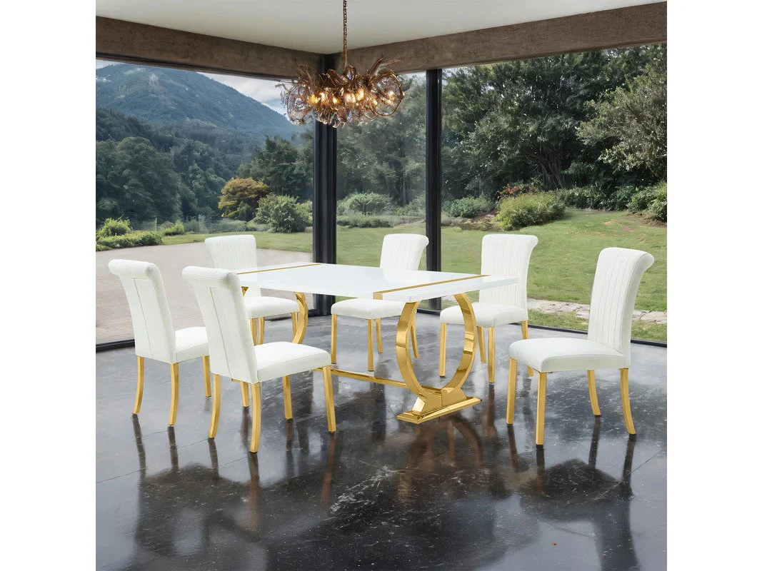 Holbaek Gold/White 5 Pc. Dining Table Set