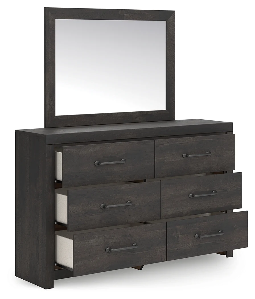 Hollivern Dark Gray Full Panel Bed, Dresser and Mirror (Online Special Price) - Image 4