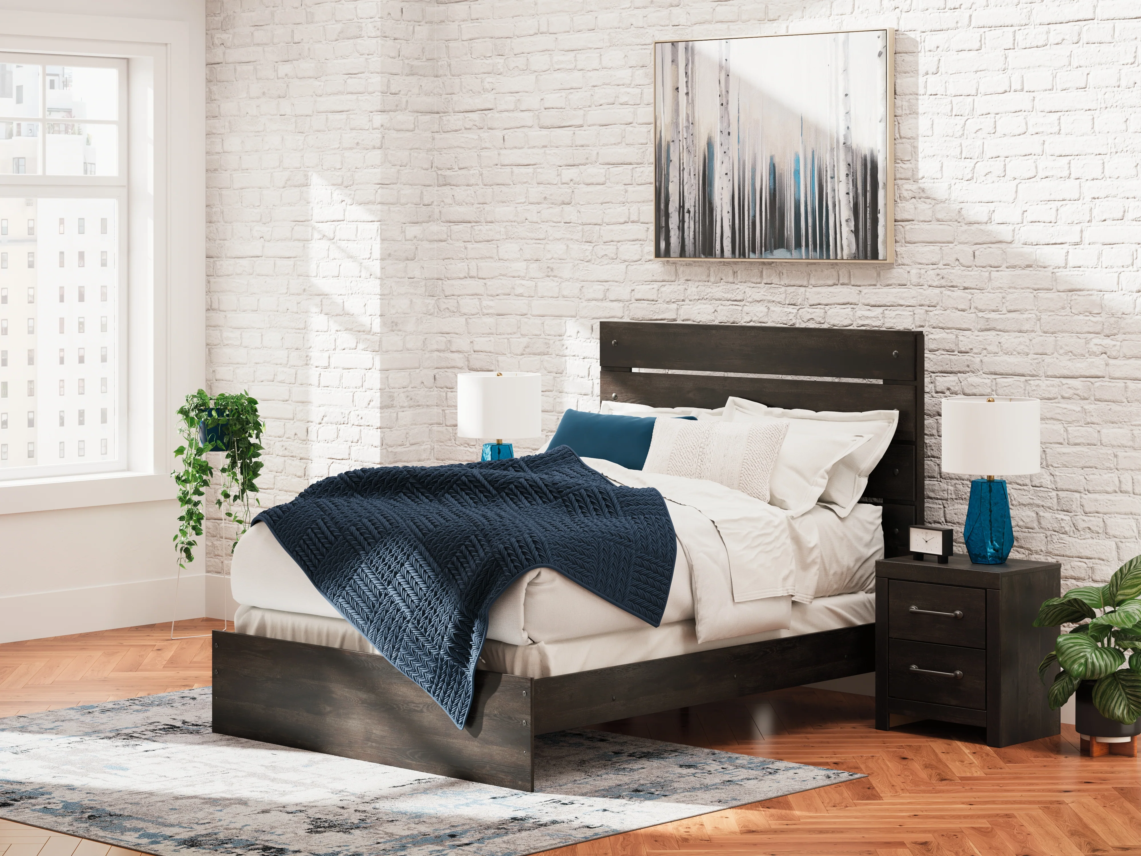 Hollivern Dark Gray Queen Panel Bedroom Set with Dresser, Mirror and Nightstand - Image 25