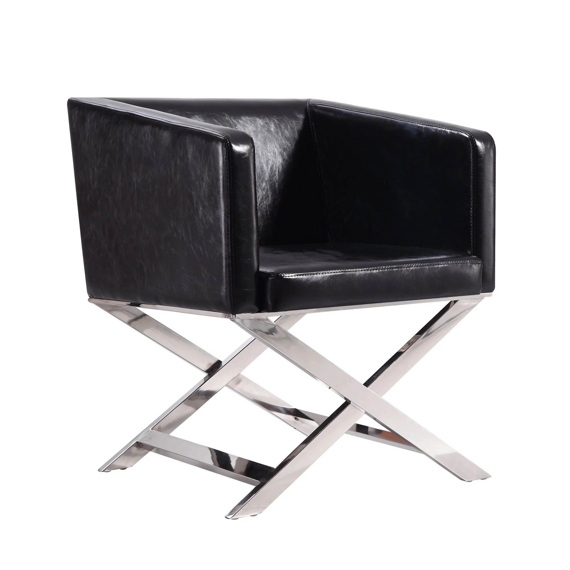 Hollywood Lounge Accent Chair in Black and Polished Chrome (set of 2) - Image 3