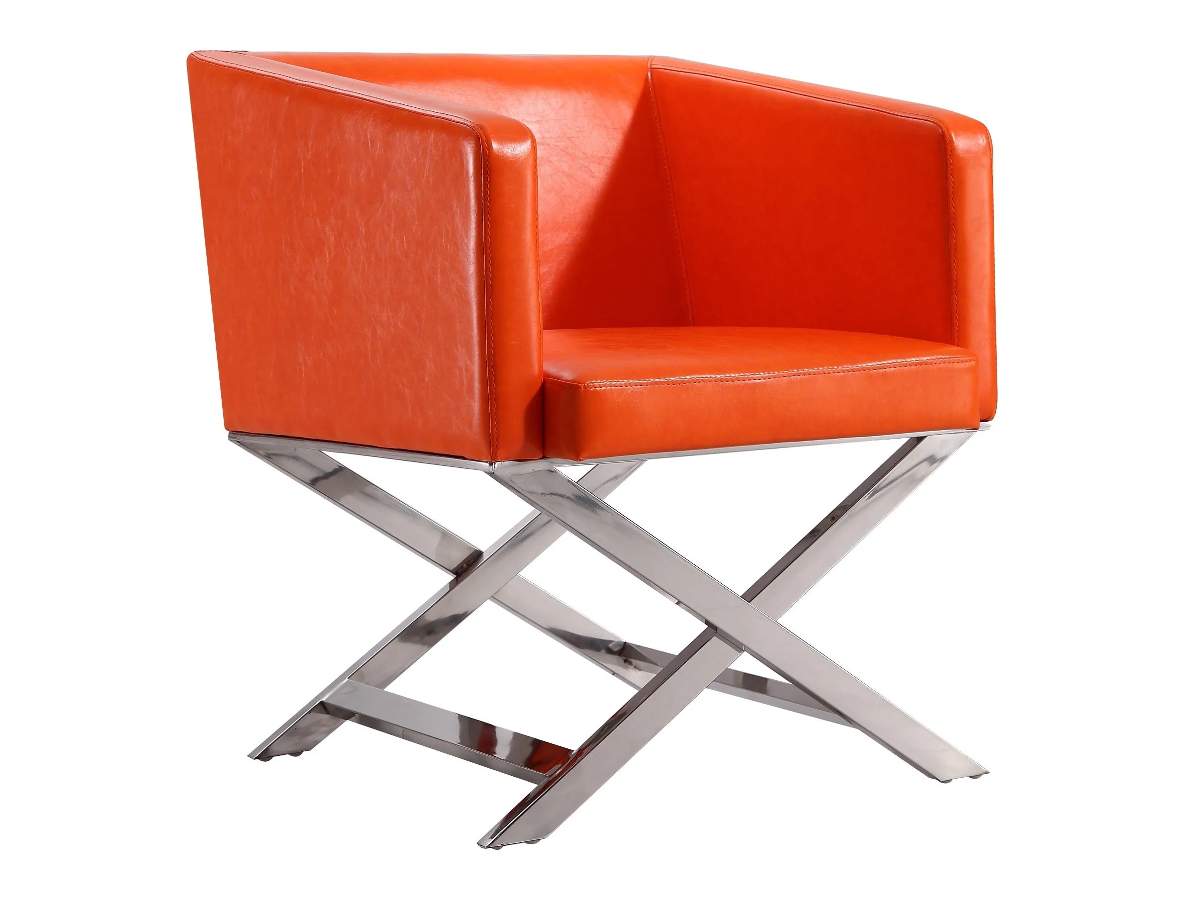 Hollywood Lounge Accent Chair in Orange and Polished Chrome