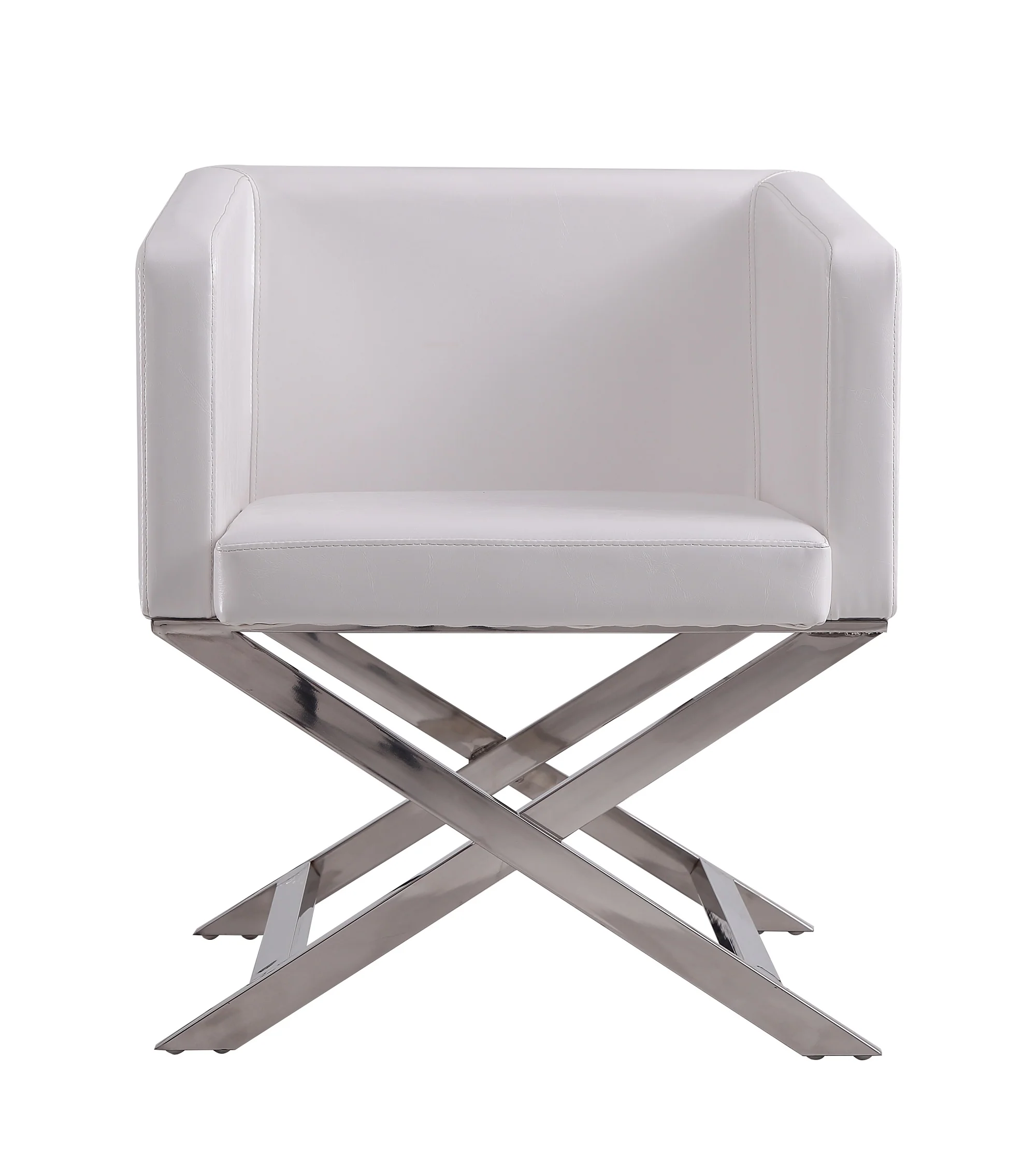Hollywood Lounge Accent Chair in White and Polished Chrome - Image 4