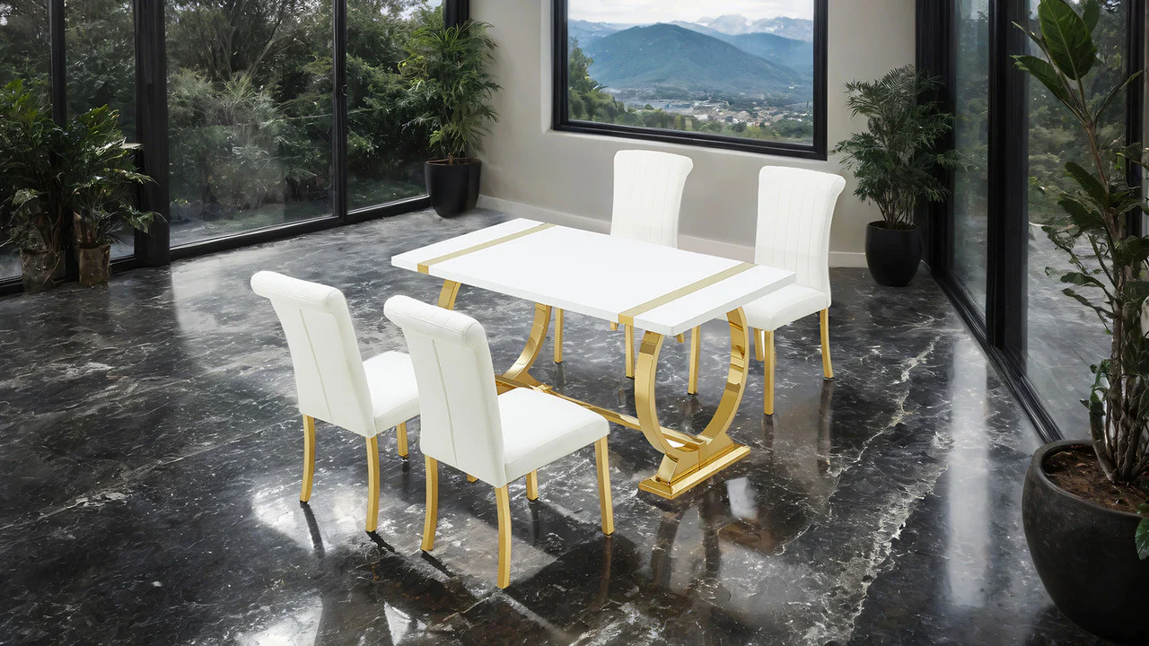 Holstebro Gold/White 60" Dining Table - Image 2