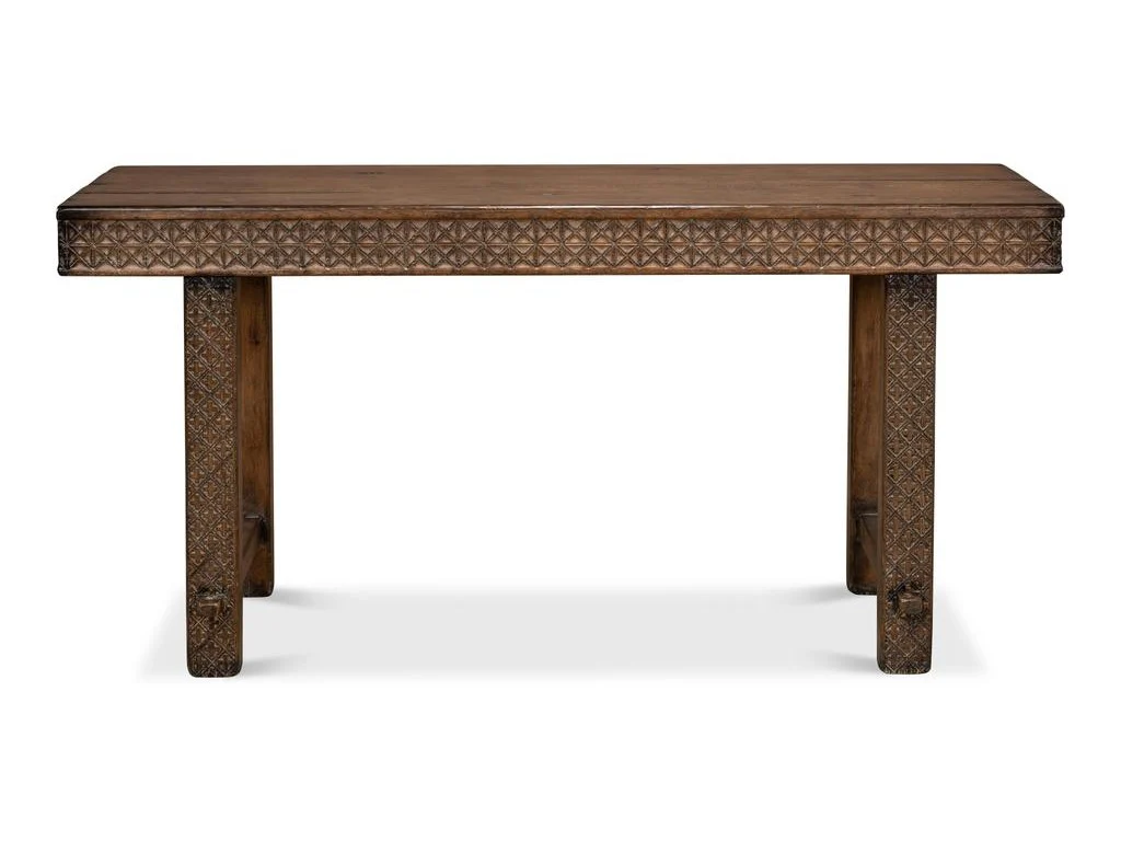 Honeycomb & Cross Brown Console Table - Image 4