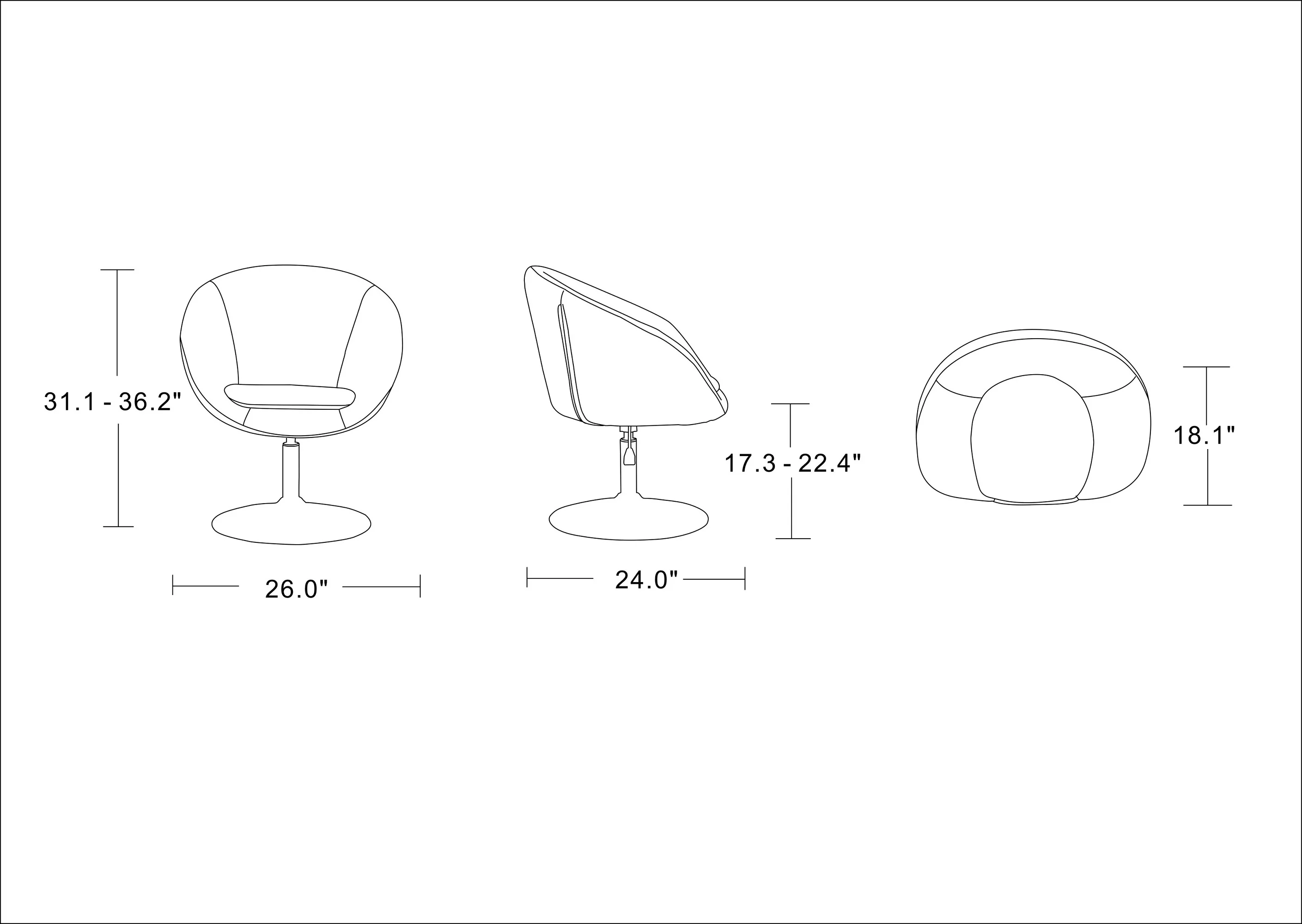 Hopper Swivel Adjustable Height Faux Leather Chair in White and Polished Chrome (set of 2) - Image 2