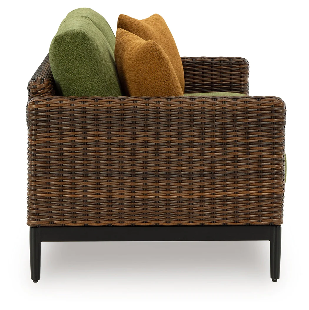 Horizon Hall Brown/Green Loveseat w/Cushion (Online Special Price) - Image 4