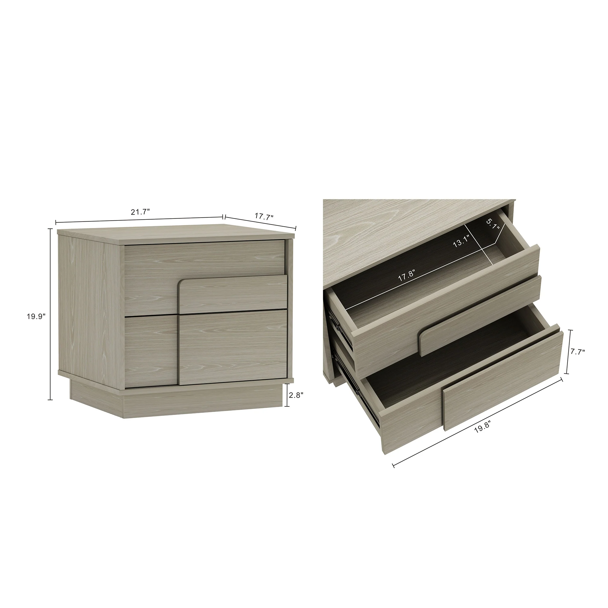 Horizon Nightstand in Whitewashed Oak (set of 2) - Image 3