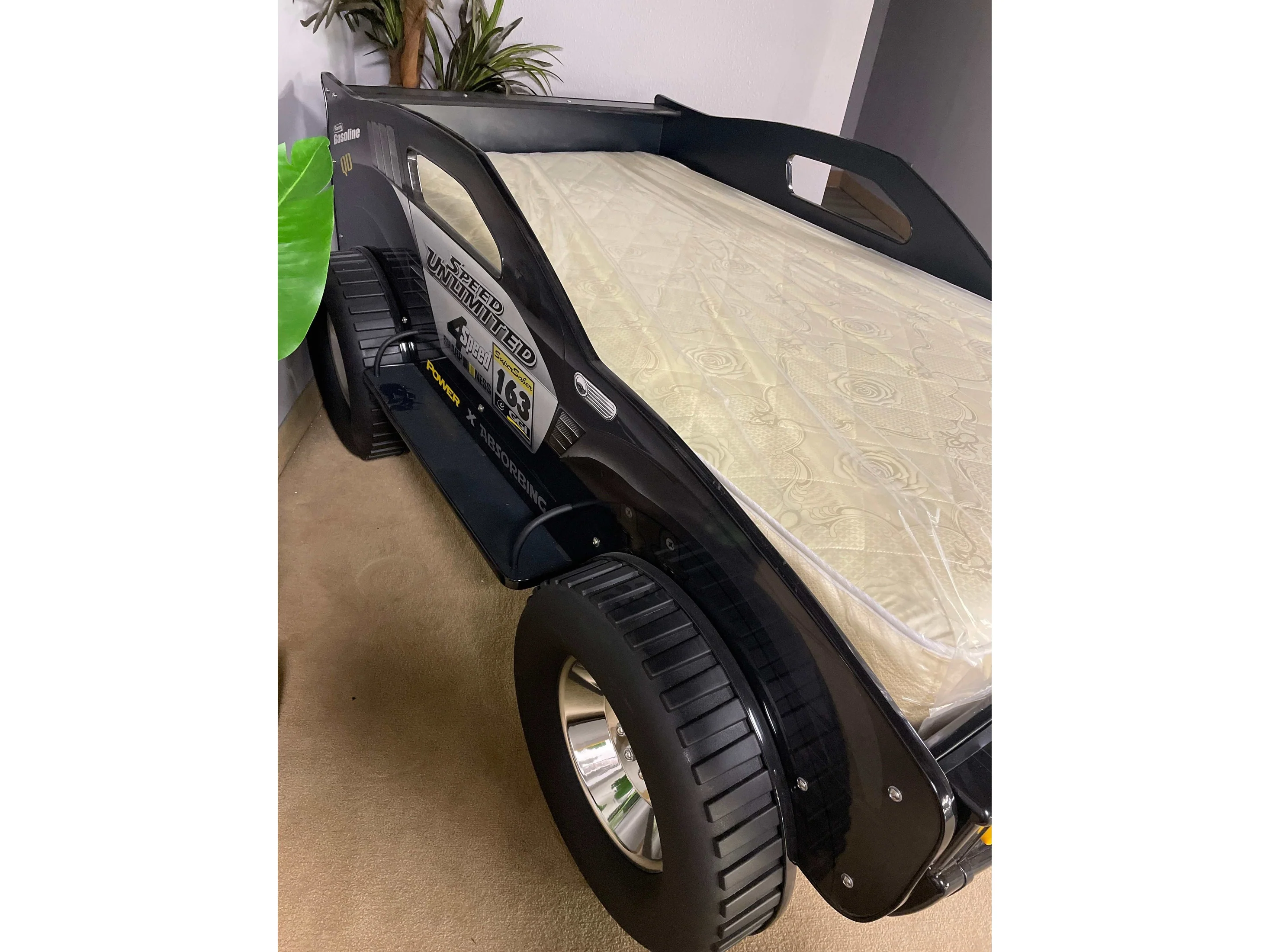 Speed Jump Black Off-Road Twin Car Bed w/ LED Headlights - Image 12