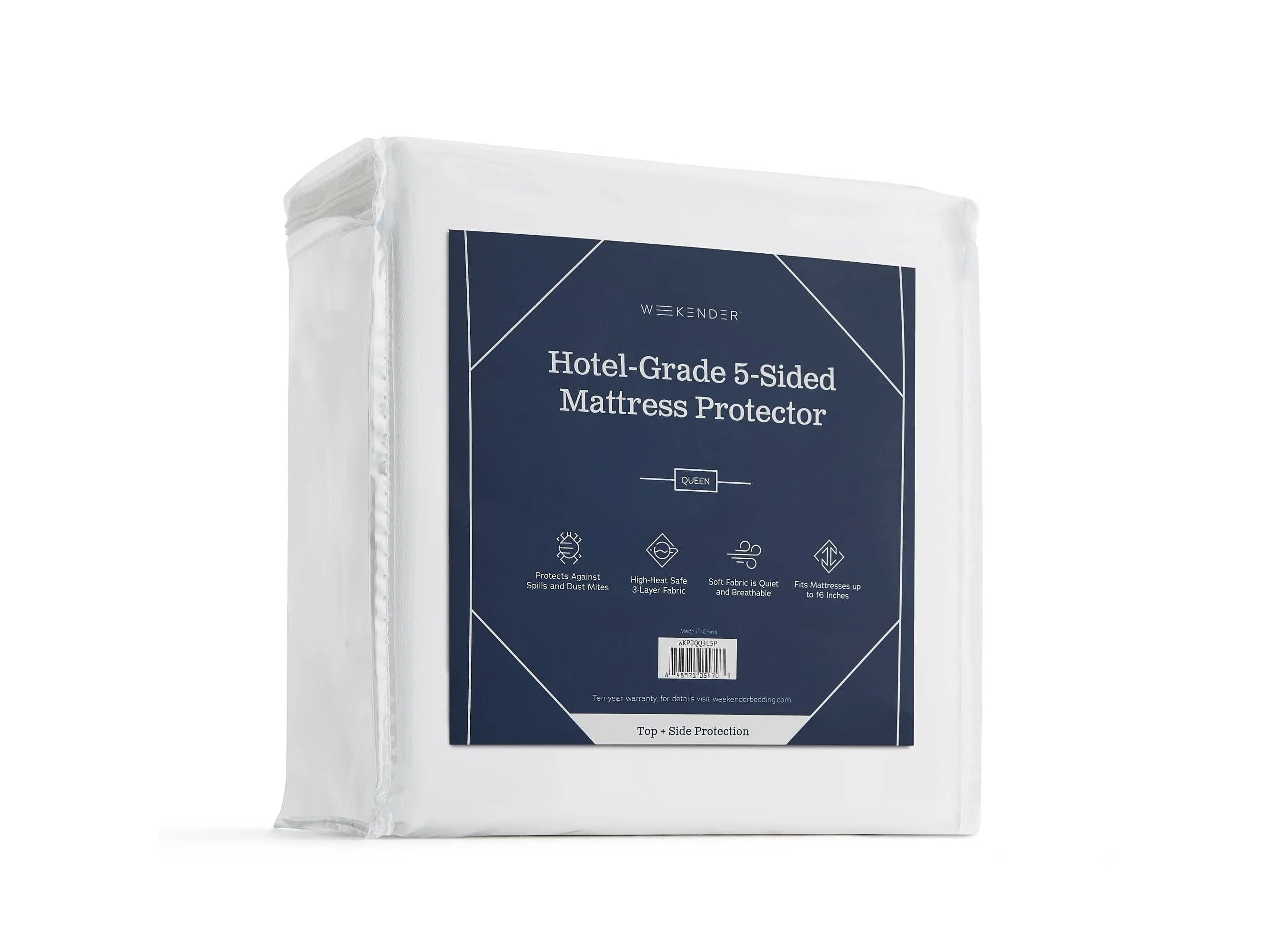 Hotel-Grade 5-Sided White King Mattress Protector