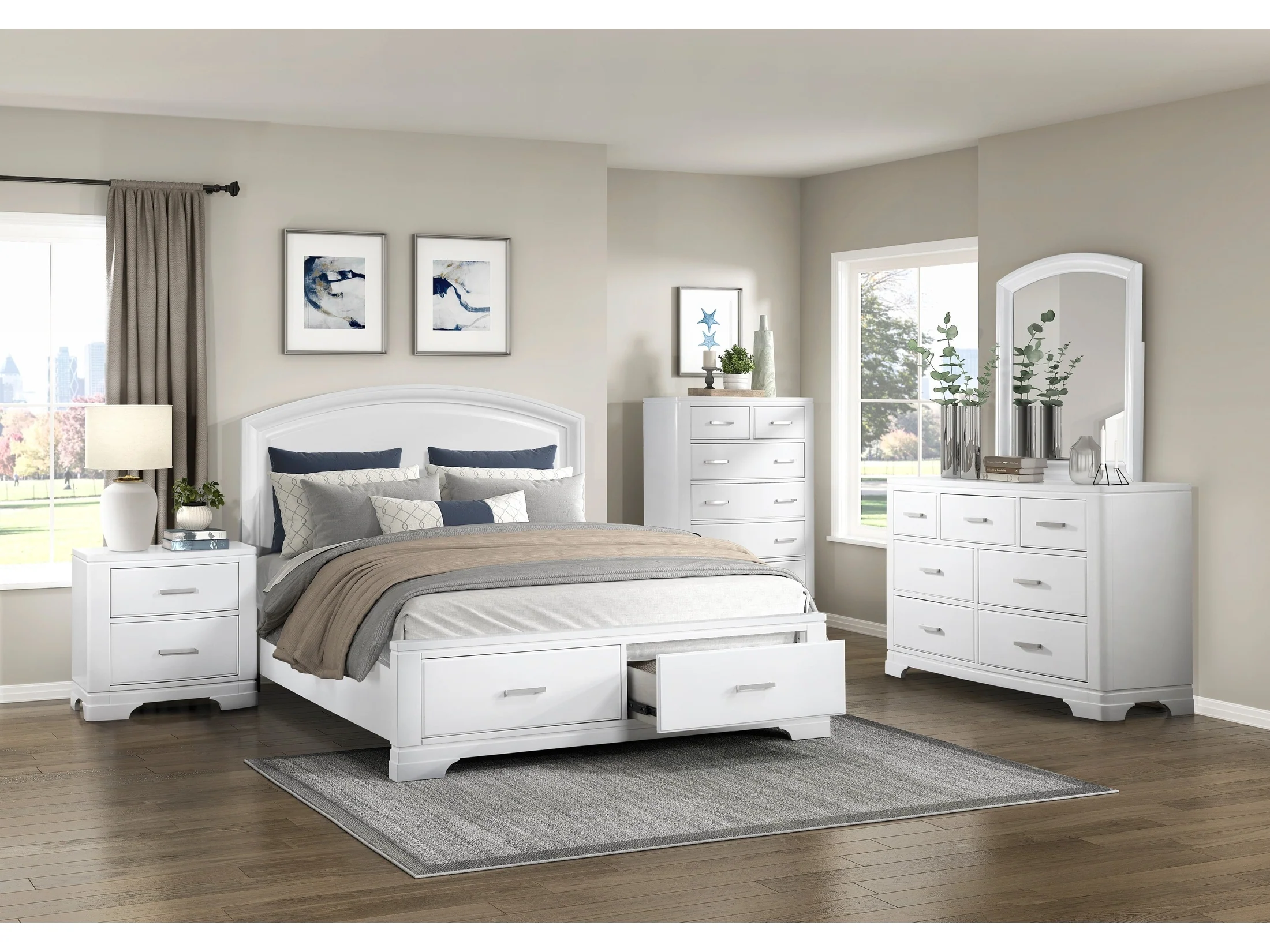 Hudson White 5-Piece Queen Bedroom Set