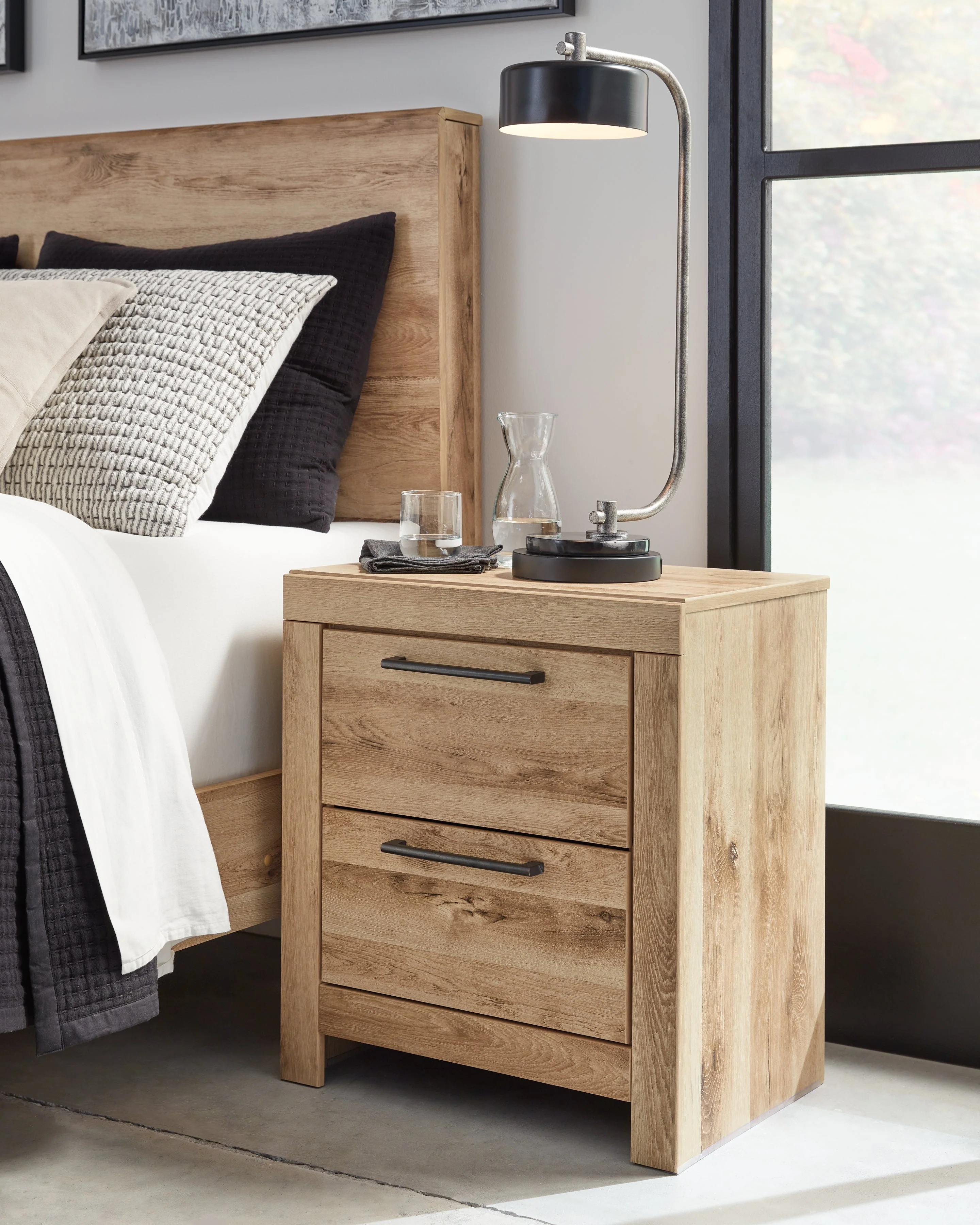 Hyanna Tan Brown King Panel Bedroom Set with Dresser, Mirror and 2 Nightstands (Online Special Price) - Image 13