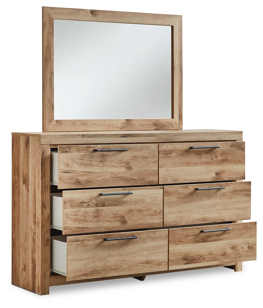Hyanna Tan Brown King Panel Bedroom Set with Dresser, Mirror and 2 Nightstands (Online Special Price) - Image 3