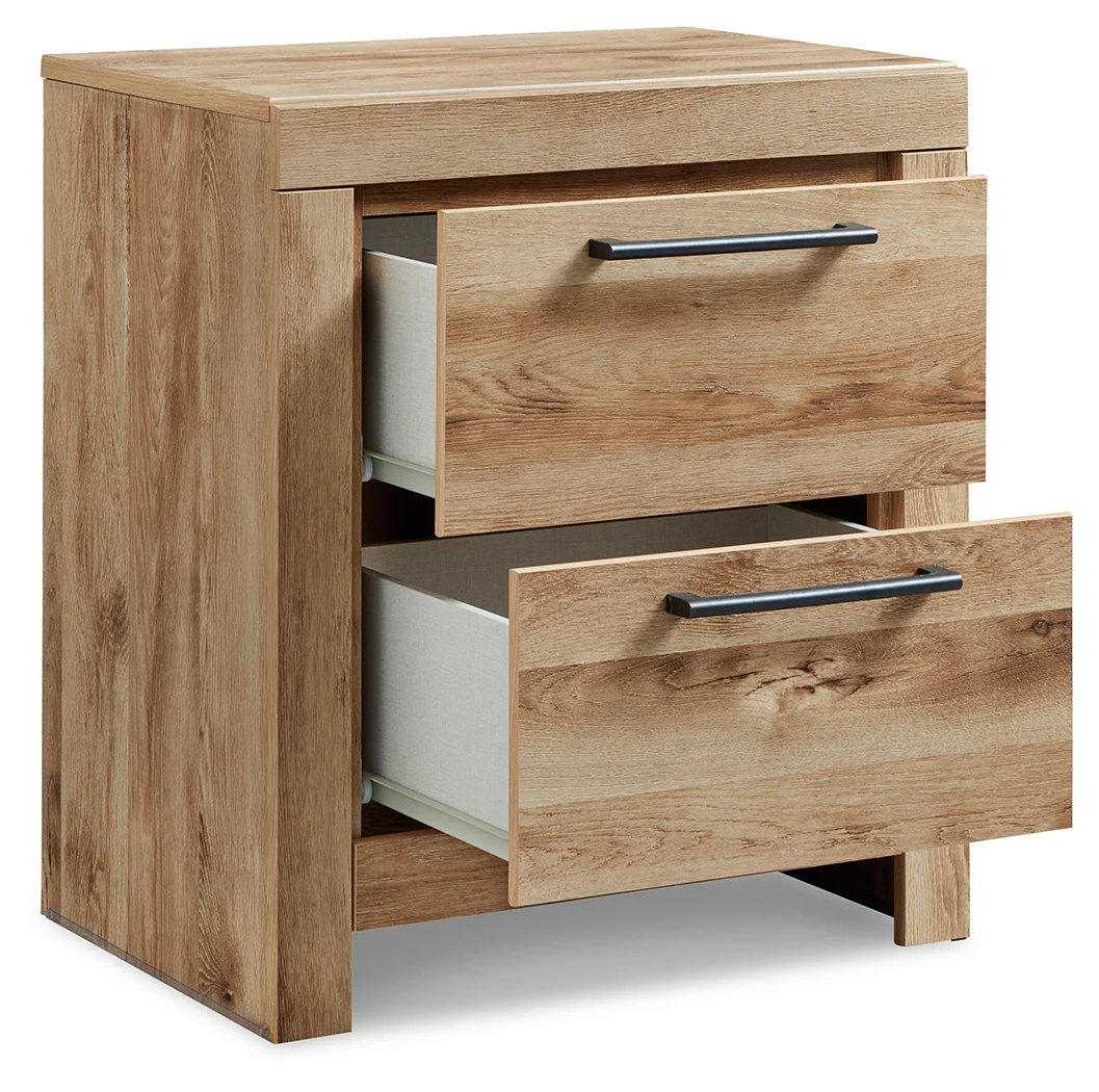 Hyanna Tan Brown King Panel Bedroom Set with Dresser, Mirror and 2 Nightstands - Image 9