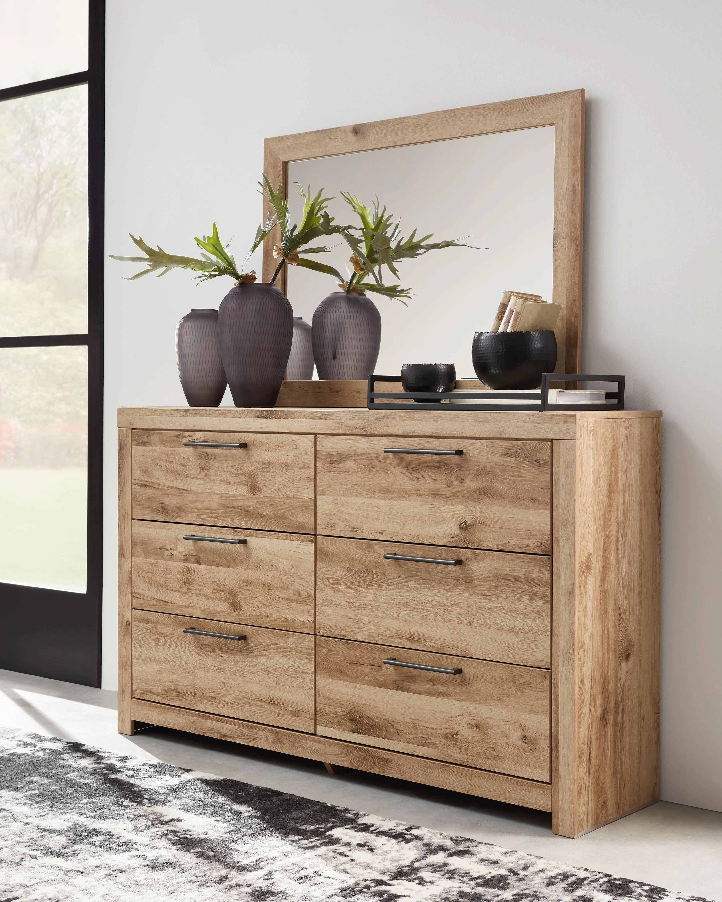 Hyanna Tan Brown Queen Panel Bedroom Set with Dresser, Mirror and 1 Nightstand (Online Special Price) - Image 13
